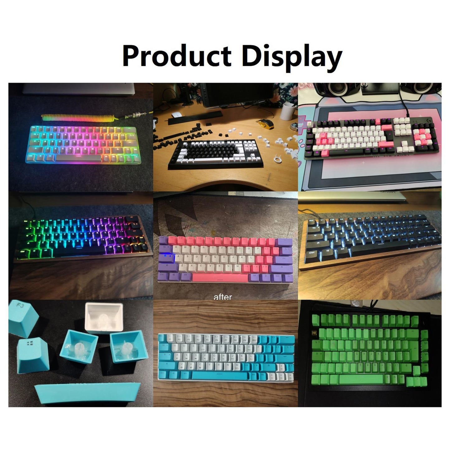 PBT Keycaps Anti-Grease Mini for 61 64 68 71 82 84 Layout Keyboard Green