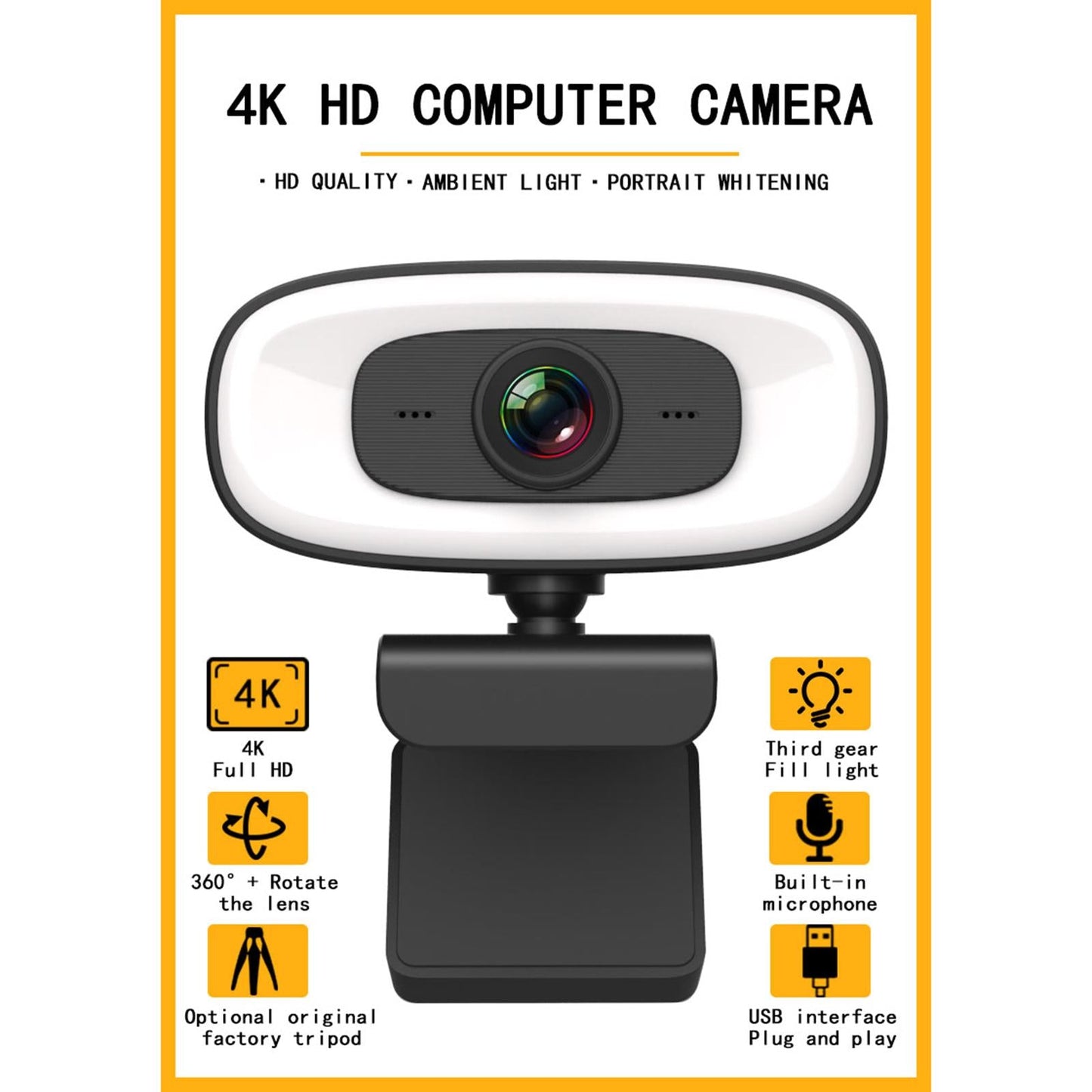 Webcam with Tripod Free Drive for Video Conferencing Live Streaming Desktop