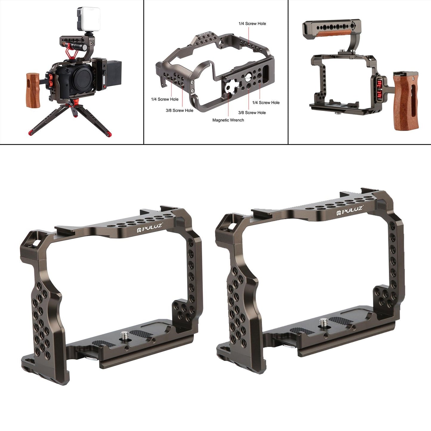 Video Camera Cage Stabilizer for DSLR Cameras for Canon EOS R5 R6/ A7RIII PU3069GT for R5 R6