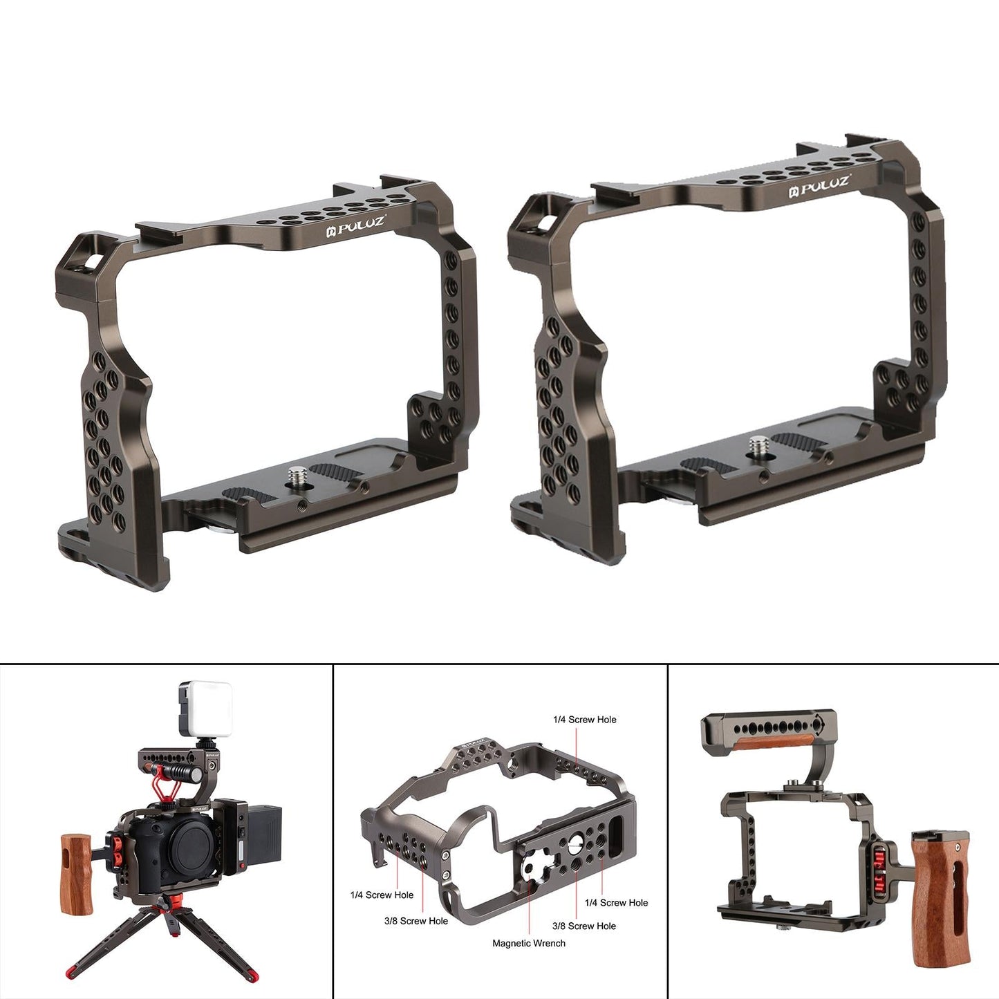 Video Camera Cage Stabilizer for DSLR Cameras for Canon EOS R5 R6/ A7RIII PU3069GT for R5 R6