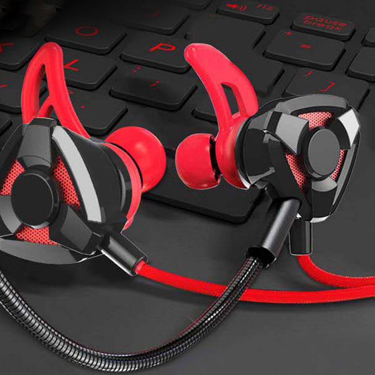 Gaming in Ear Headset Deep Bass for Laptop Games Mobile & PC G9 Black Red