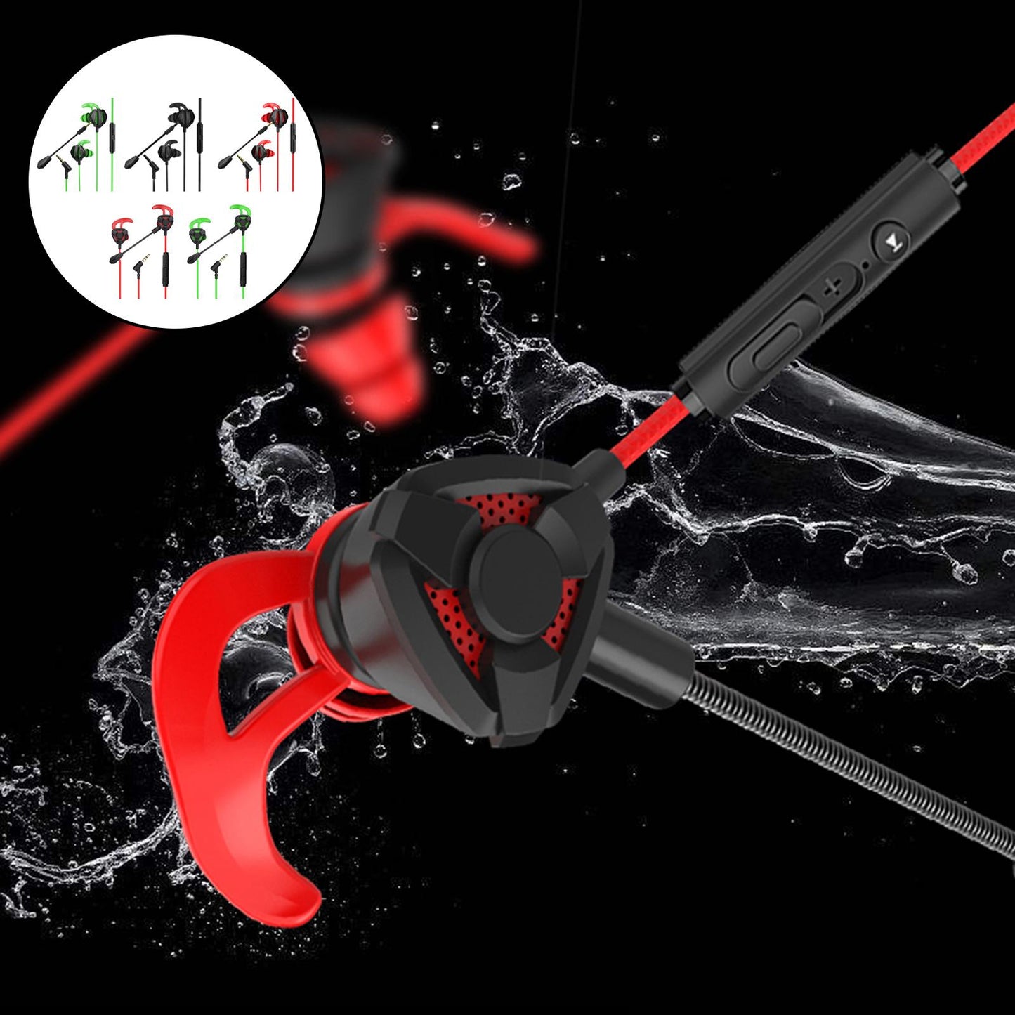 Gaming in Ear Headset Deep Bass for Laptop Games Mobile & PC G9 Black Red