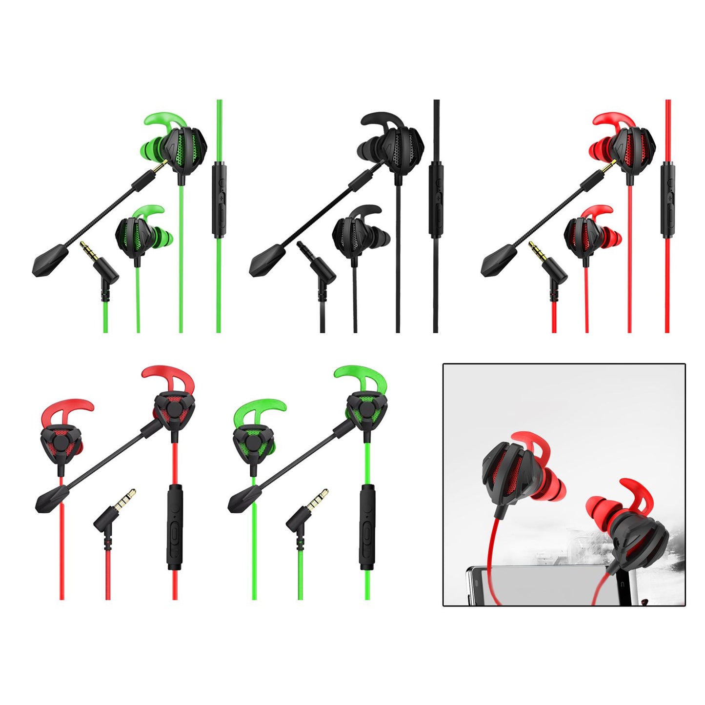Gaming in Ear Headset Deep Bass for Laptop Games Mobile & PC G9 Black Red