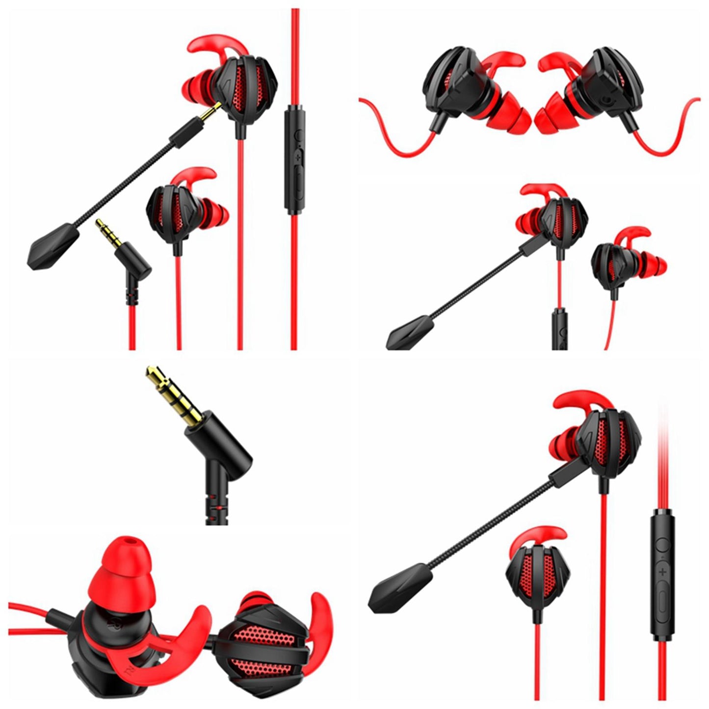 Gaming in Ear Headset Deep Bass for Laptop Games Mobile & PC G6 Black Red
