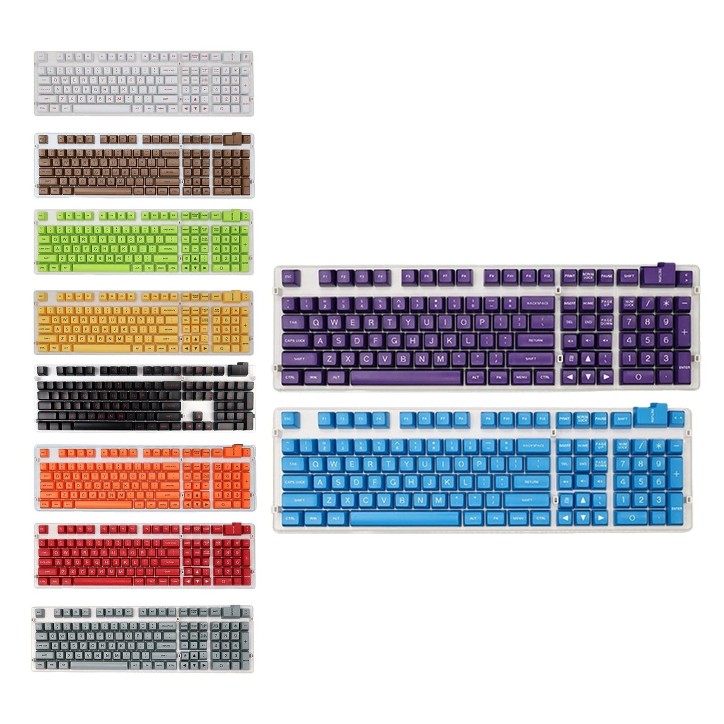 SA Profile 108 Keys Set Keycaps for Mechanical Keyboard White Red Letters