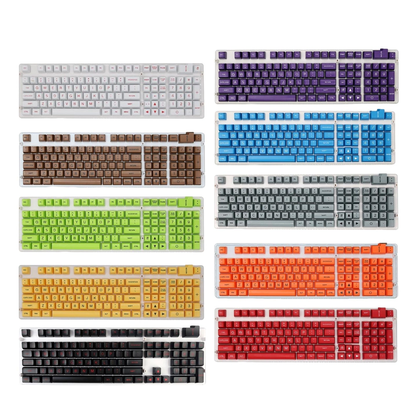 SA Profile 108 Keys Set Keycaps for Mechanical Keyboard White Red Letters