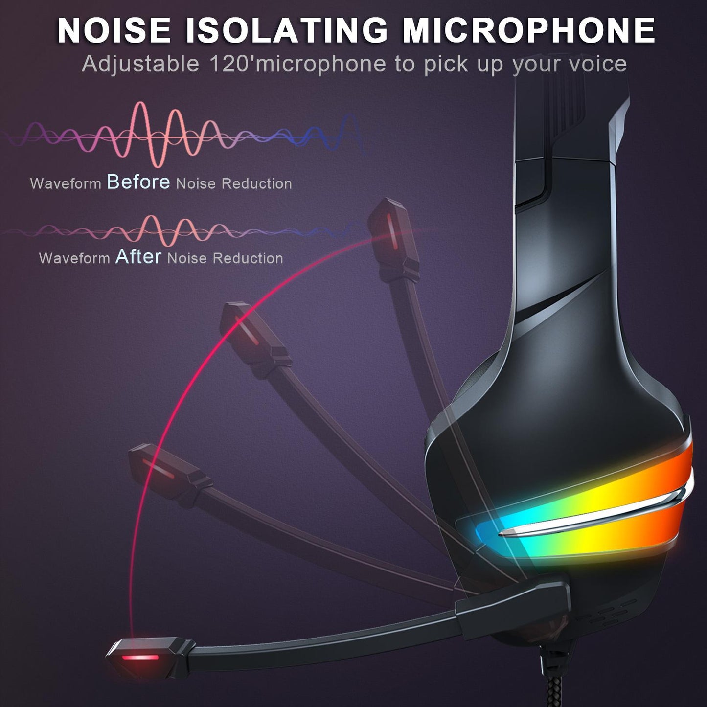 Gaming Headset Stereo Comfortable Over-Ear for Laptop Competition Movie Black Red