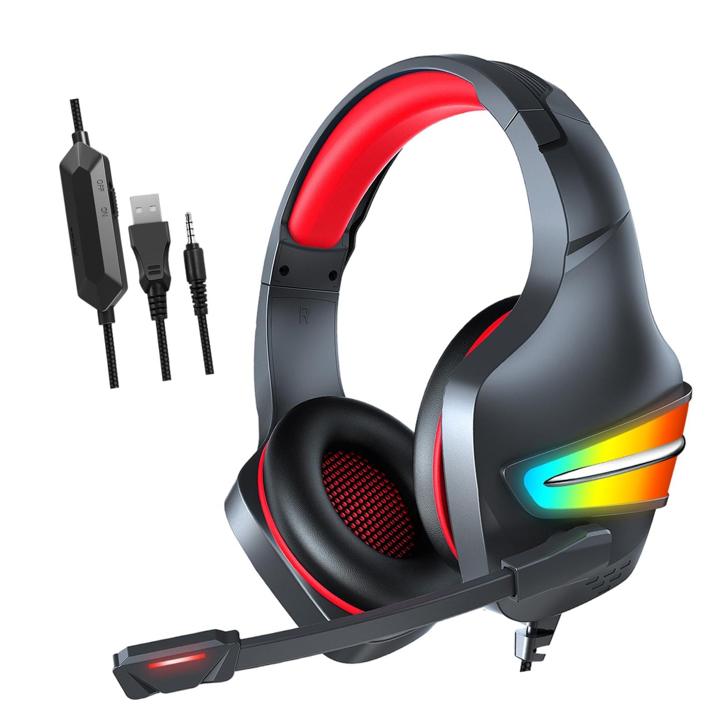 Gaming Headset Stereo Comfortable Over-Ear for Laptop Competition Movie Black Red