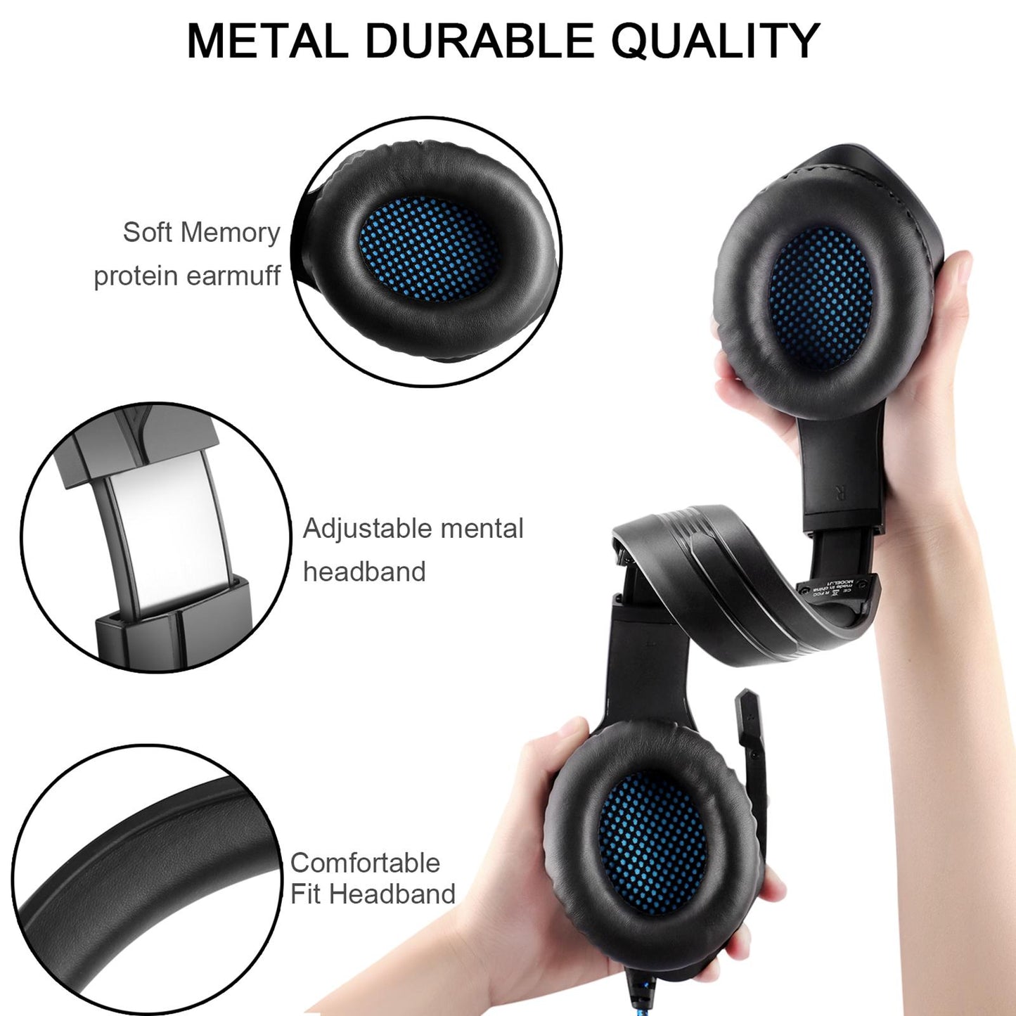 Gaming Headset Eating Chicken Luminous with Microphone for Smartphones Music Dark Blue