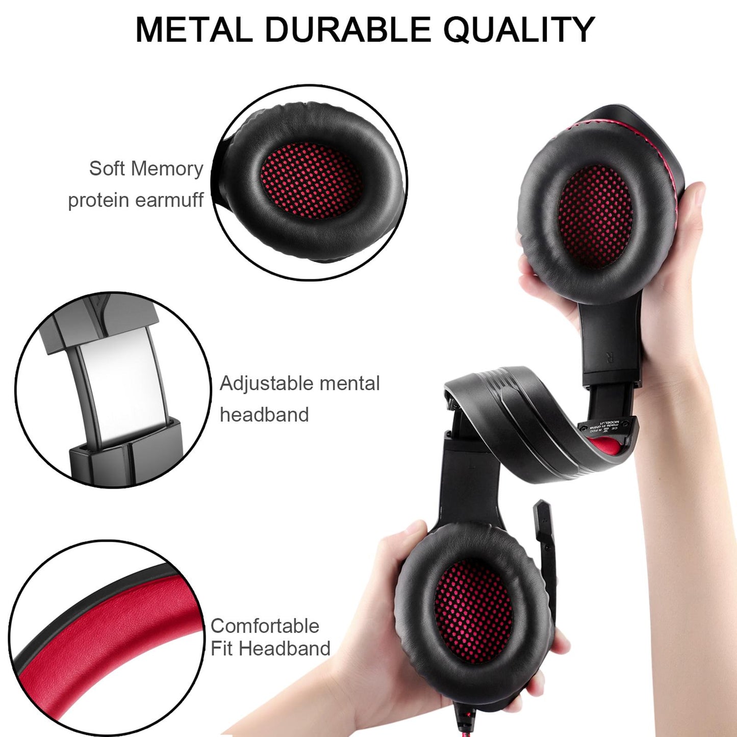 Gaming Headset Eating Chicken Luminous with Microphone for Smartphones Music Black Red