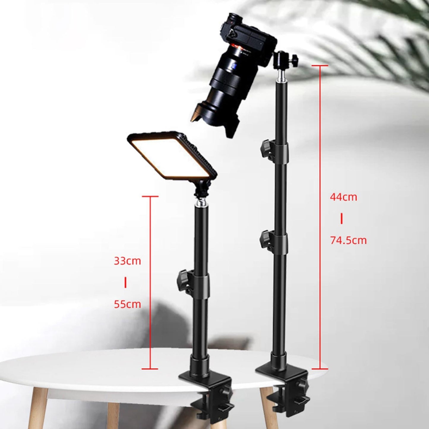 Desk Mount Stand Adjustable Standard for Smartphone Panel Light DSLR Camera