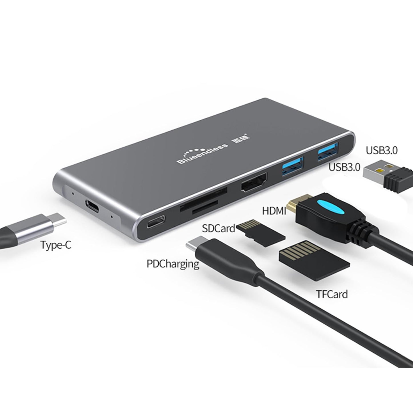 USB C Docking Station Ethernet Video for Windows Laptop Phone 6 in 1 NGFF