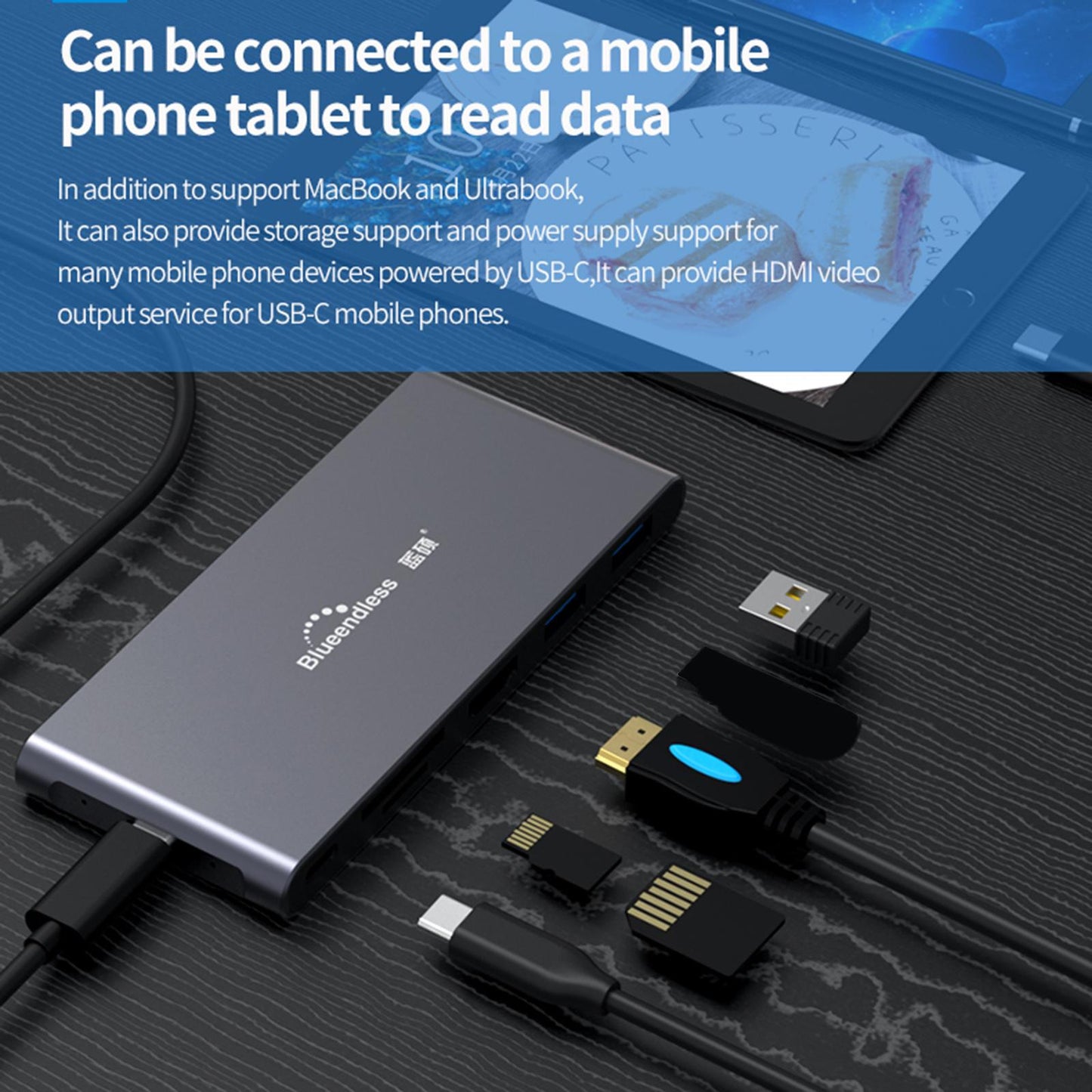 USB C Docking Station Ethernet Video for Windows Laptop Phone 6 in 1 NGFF