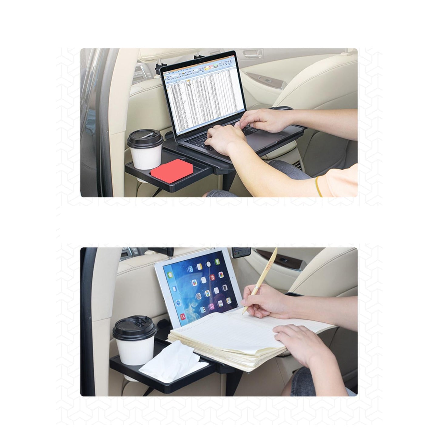 Portable Car Steering Wheel Tray Table for Travel Drink Fits Most Vehicles