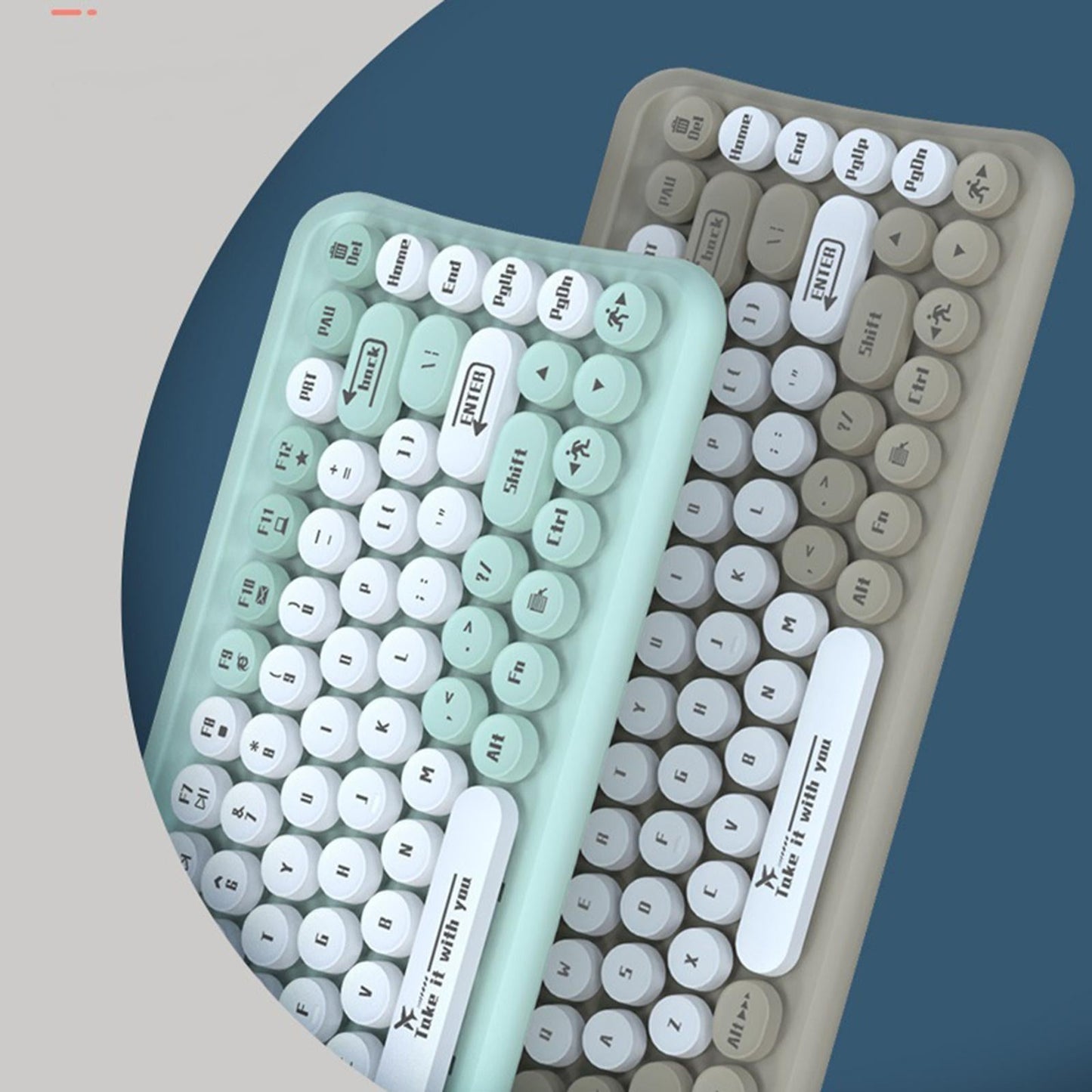 2.4G 85 Key Cordless Keyboard Mouse Set Full Size Quiet for PC Laptop Home Green