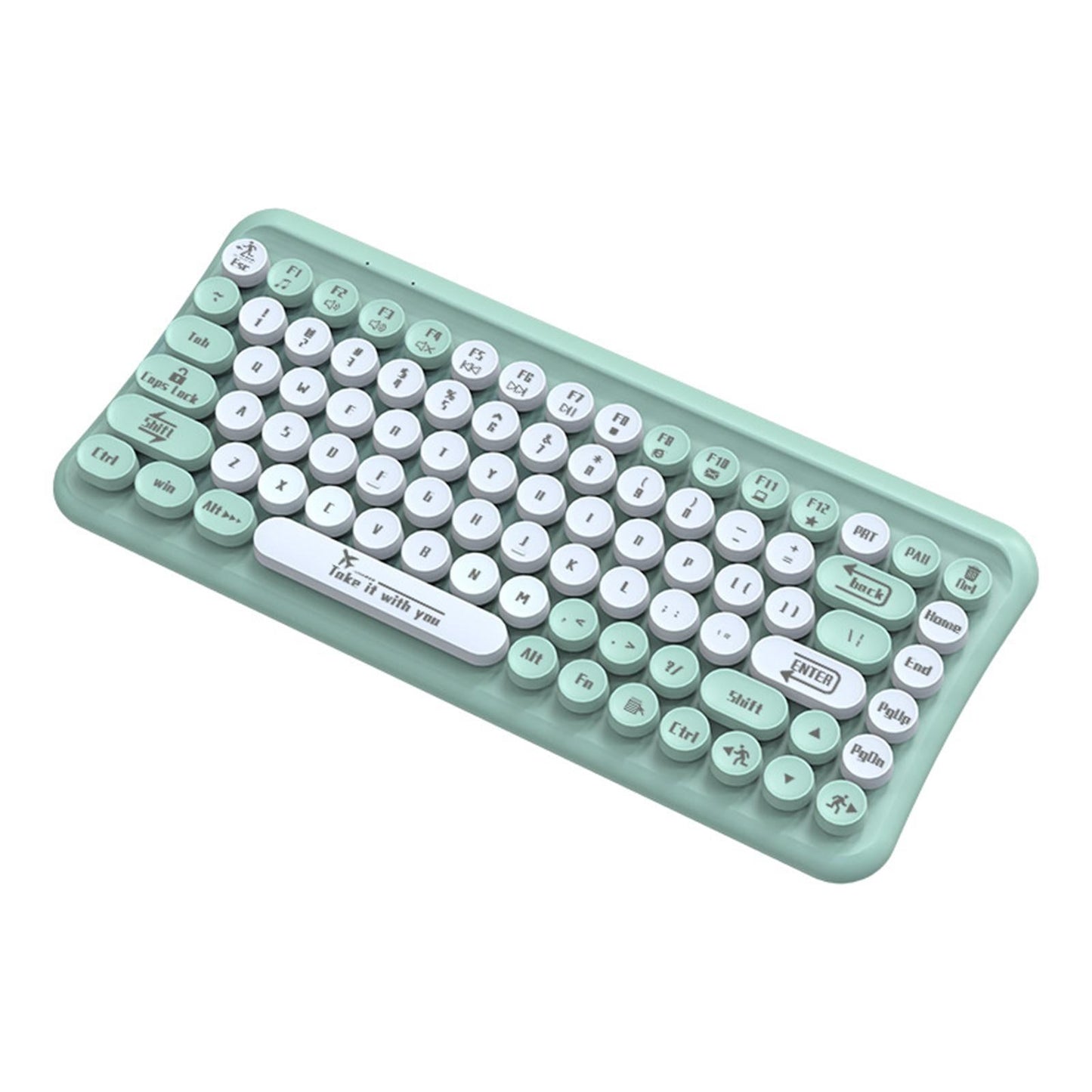 2.4G 85 Key Cordless Keyboard Mouse Set Full Size Quiet for PC Laptop Home Green