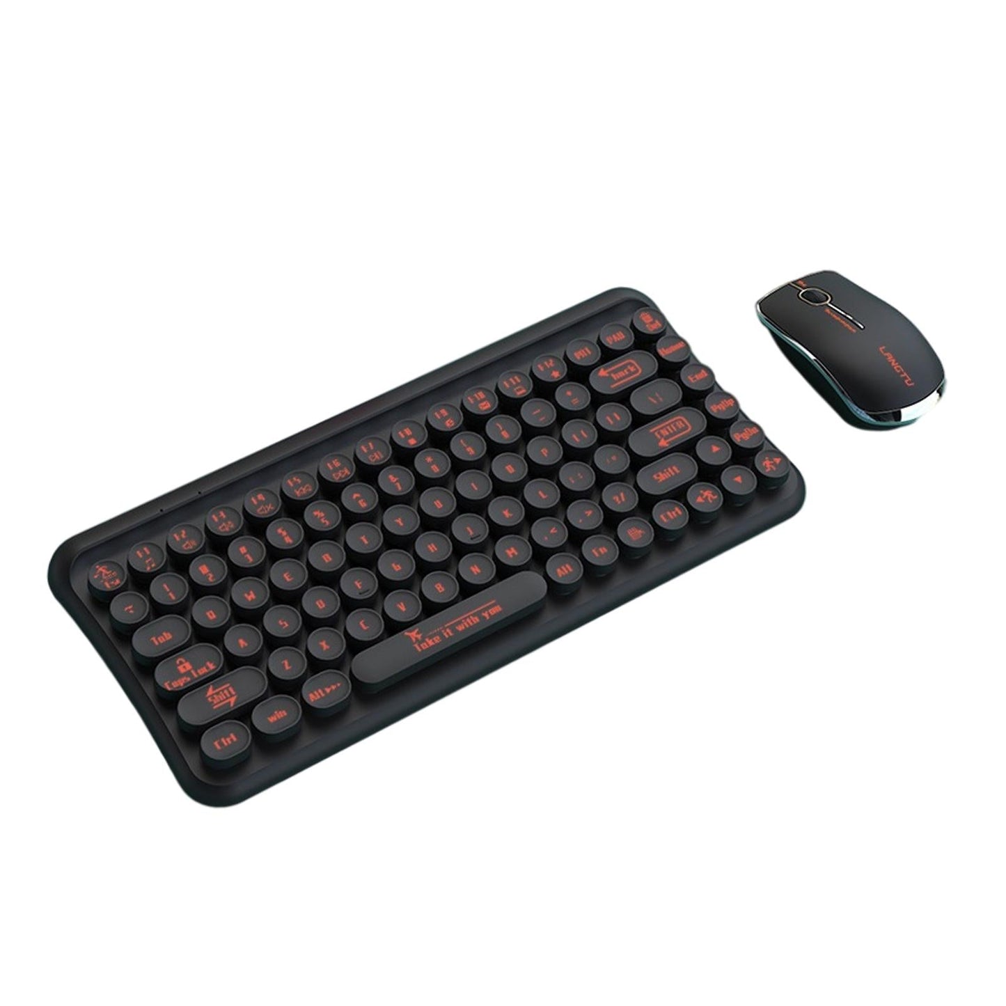 2.4G 85 Key Cordless Keyboard Mouse Set Full Size Quiet for PC Laptop Home Black