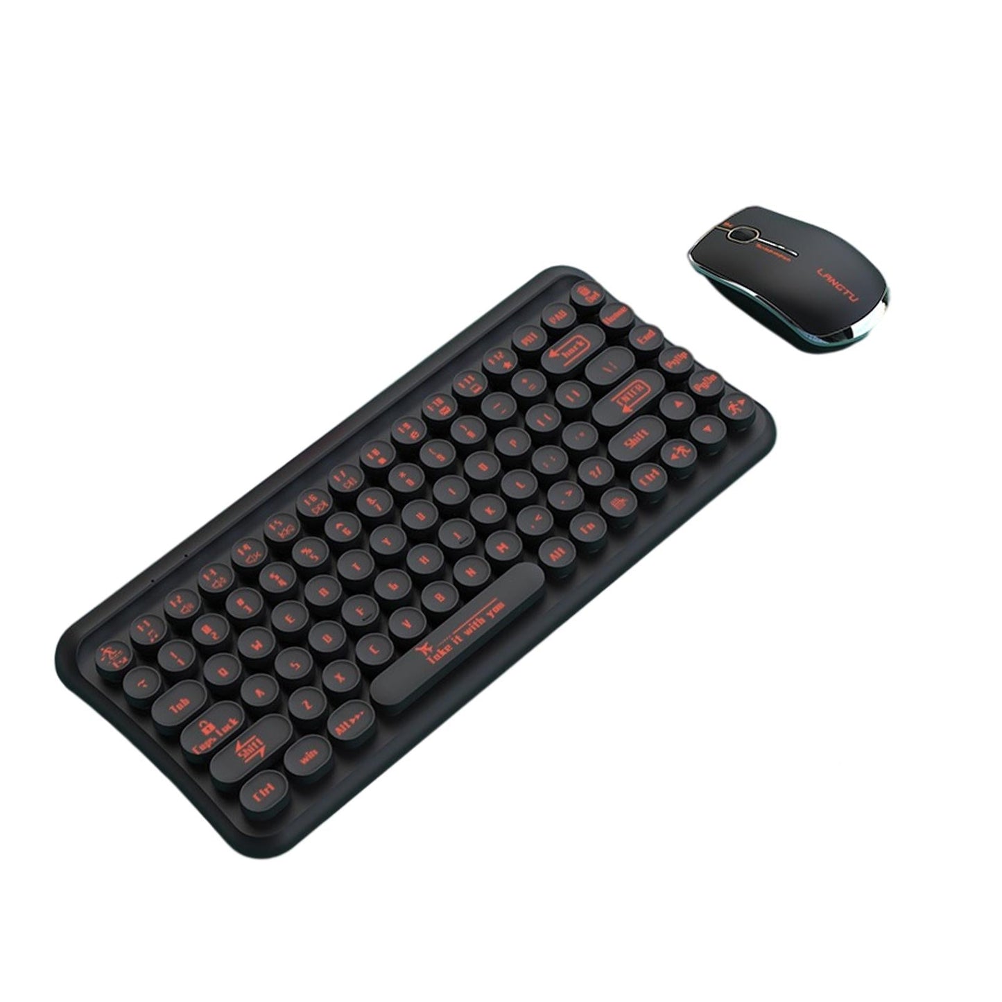 2.4G 85 Key Cordless Keyboard Mouse Set Full Size Quiet for PC Laptop Home Black