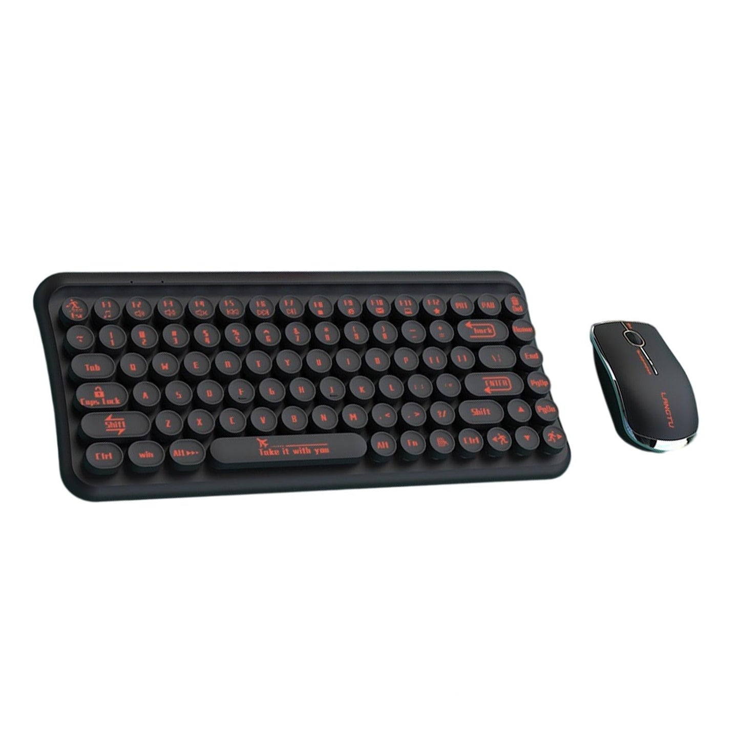 2.4G 85 Key Cordless Keyboard Mouse Set Full Size Quiet for PC Laptop Home Black