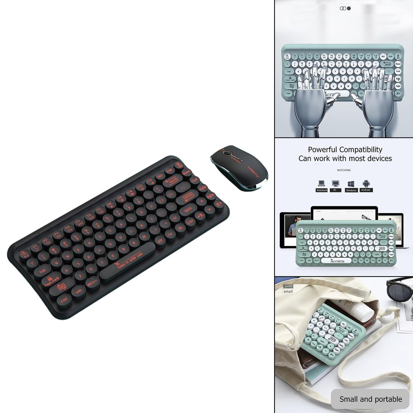 2.4G 85 Key Cordless Keyboard Mouse Set Full Size Quiet for PC Laptop Home Black