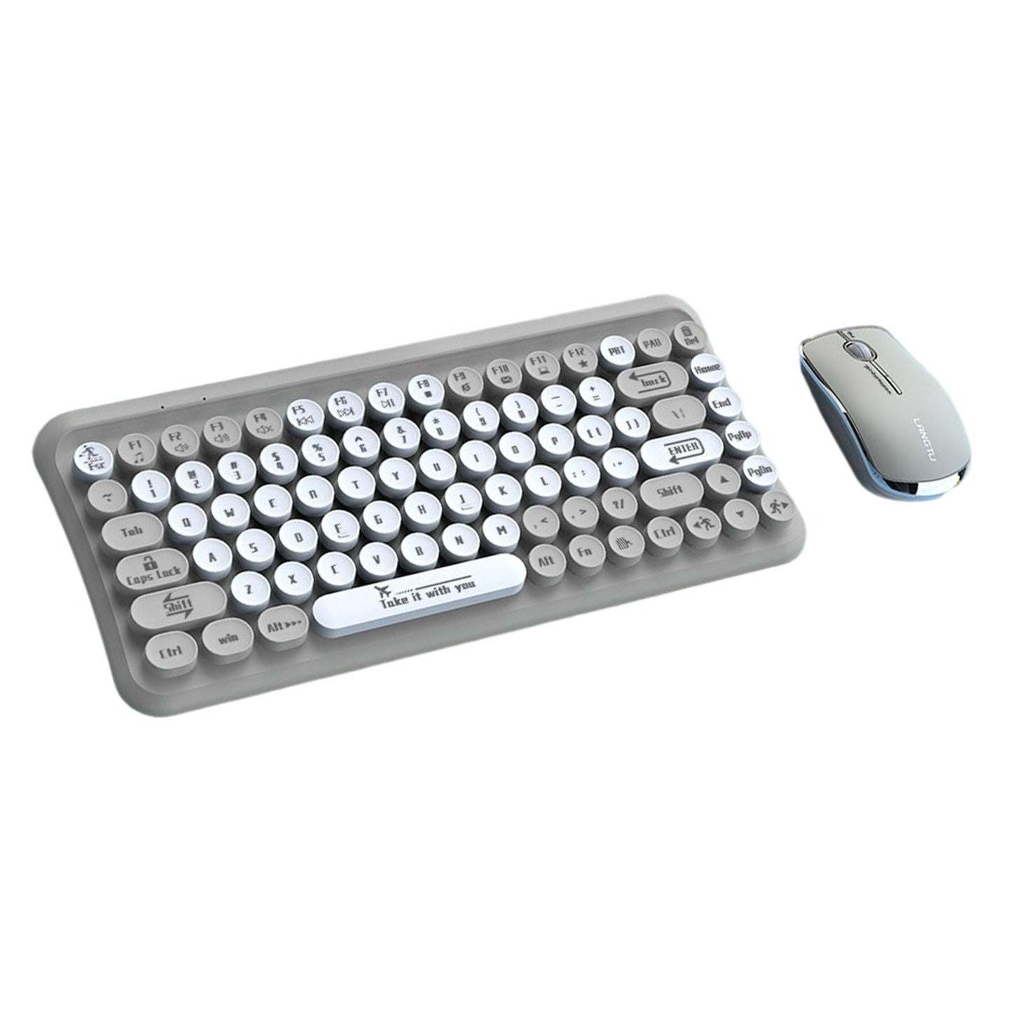 2.4G 85 Key Cordless Keyboard Mouse Set Full Size Quiet for PC Laptop Home Gray