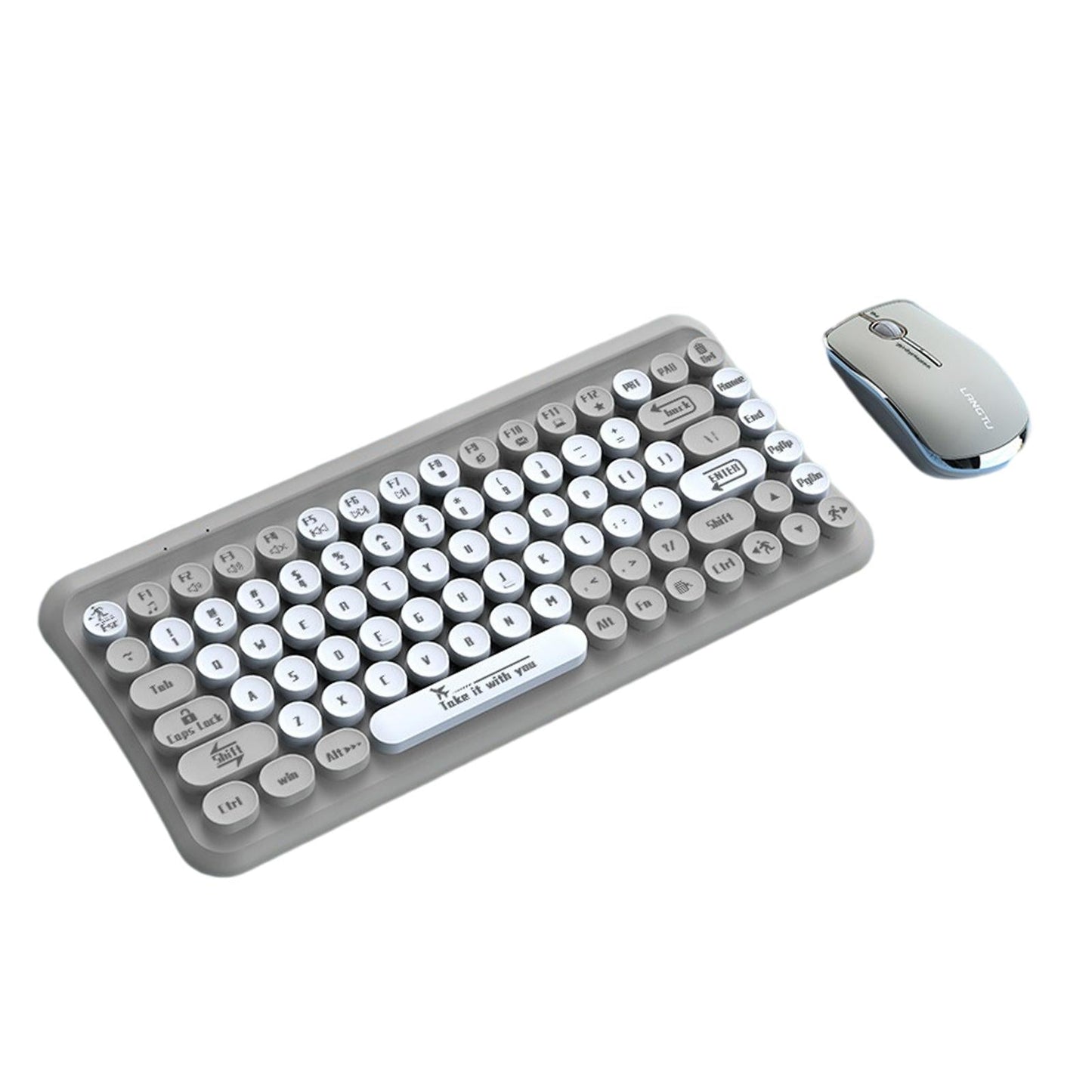 2.4G 85 Key Cordless Keyboard Mouse Set Full Size Quiet for PC Laptop Home Gray