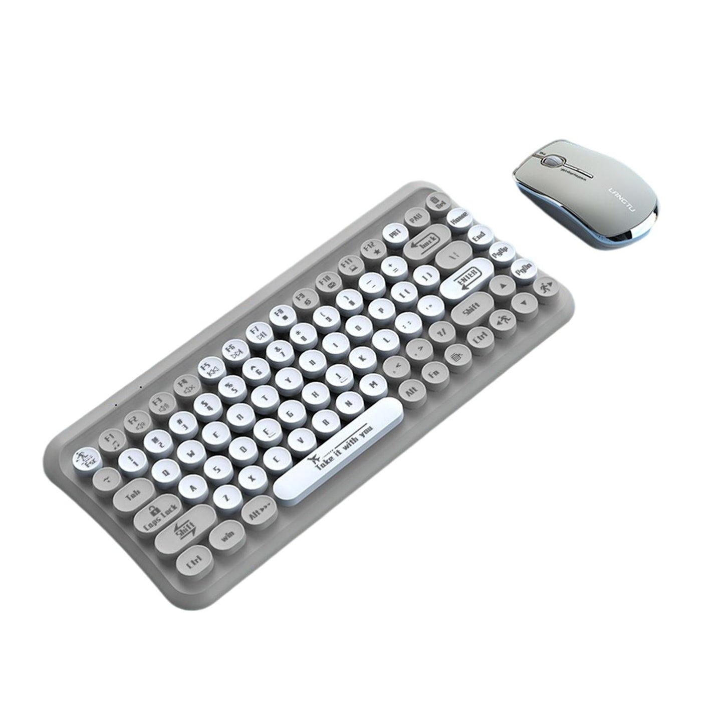 2.4G 85 Key Cordless Keyboard Mouse Set Full Size Quiet for PC Laptop Home Gray