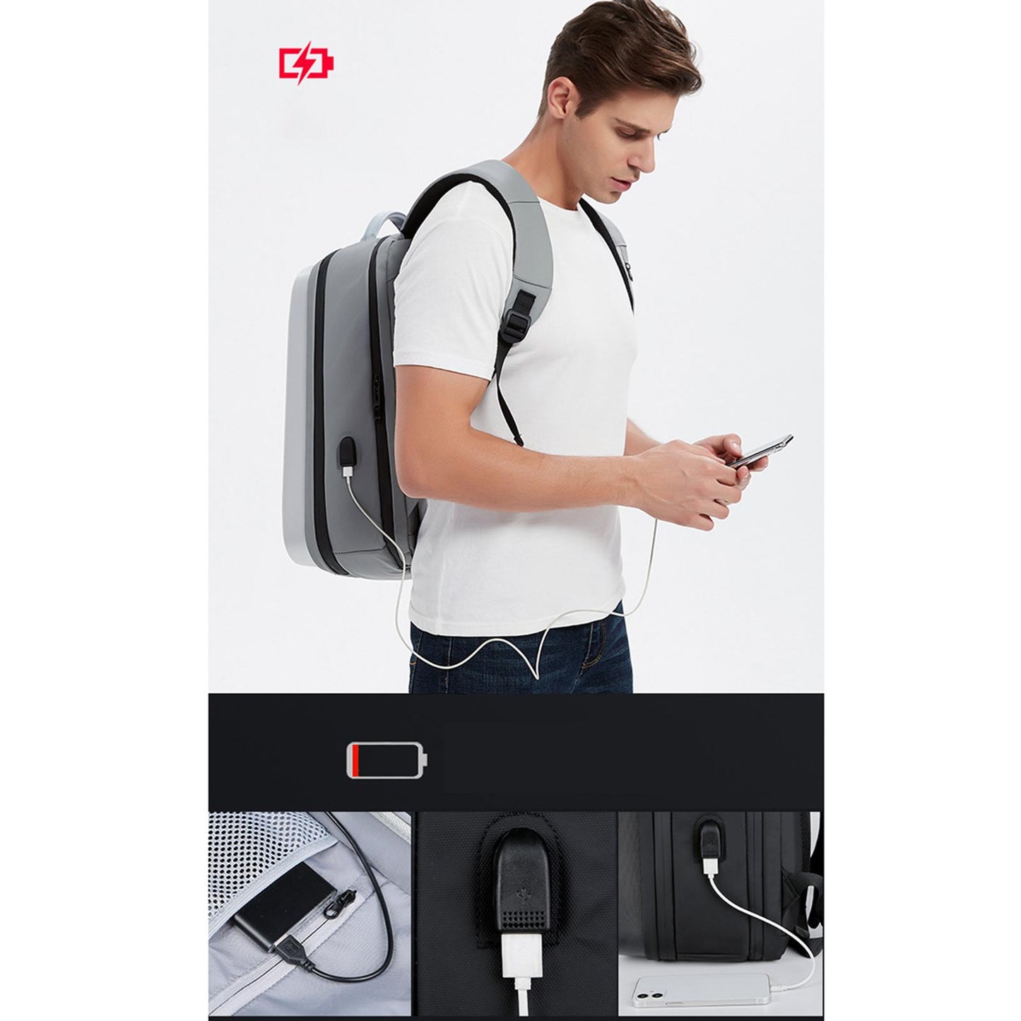 Waterproof Laptop Backpack Resistant Lightweight for Travel Hiking Men Gray