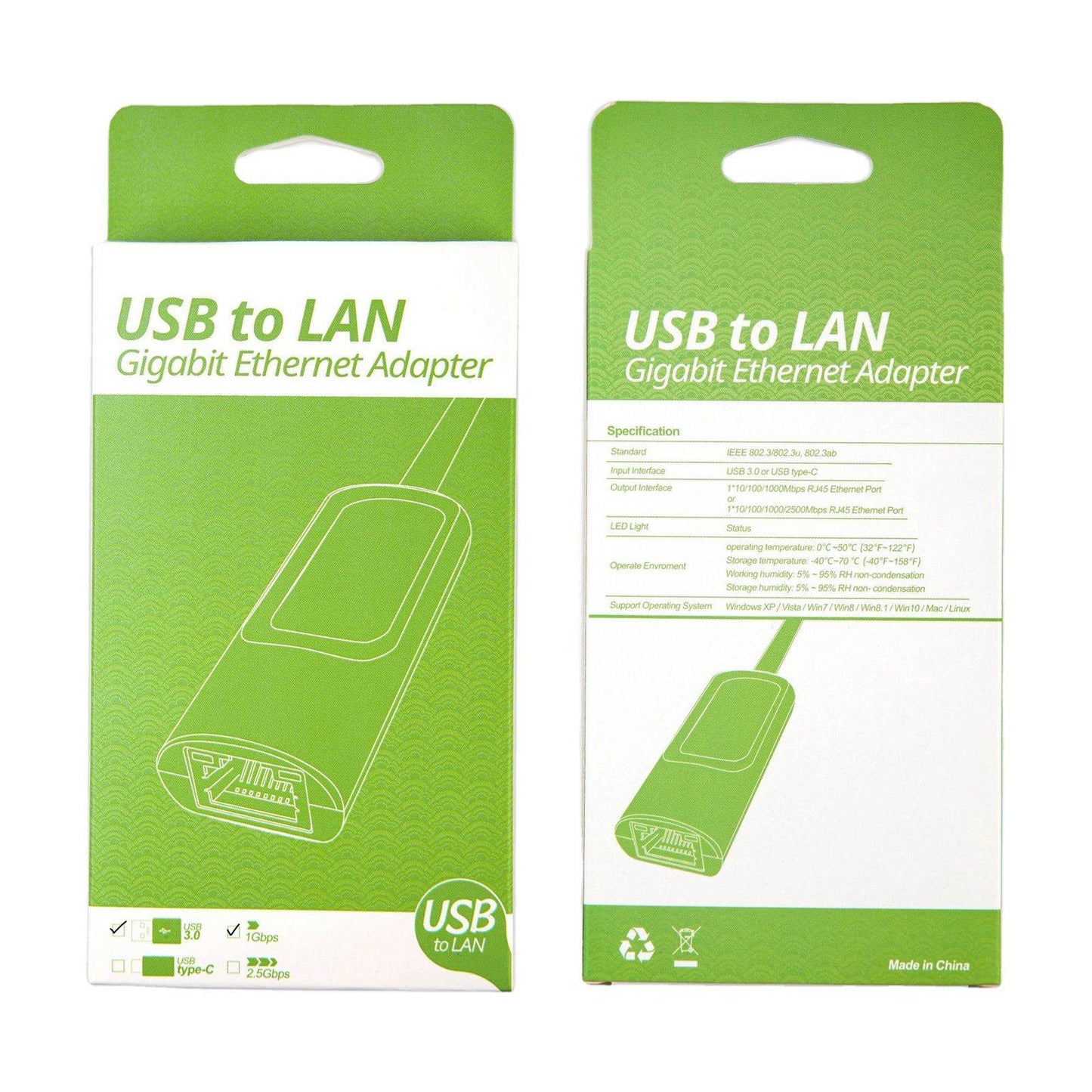 USB to Ethernet Adapter Foldable 10/100Mbps/1000 Support Windows 8 Tabletop