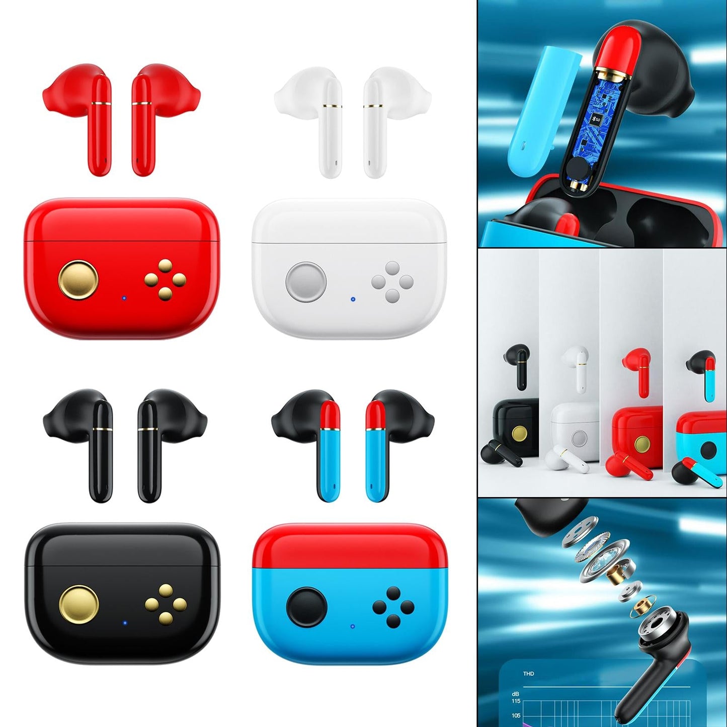 Wireless Bluetooth 5.0 Earphones NFC Touch Control in-Ear for Gaming Phones black