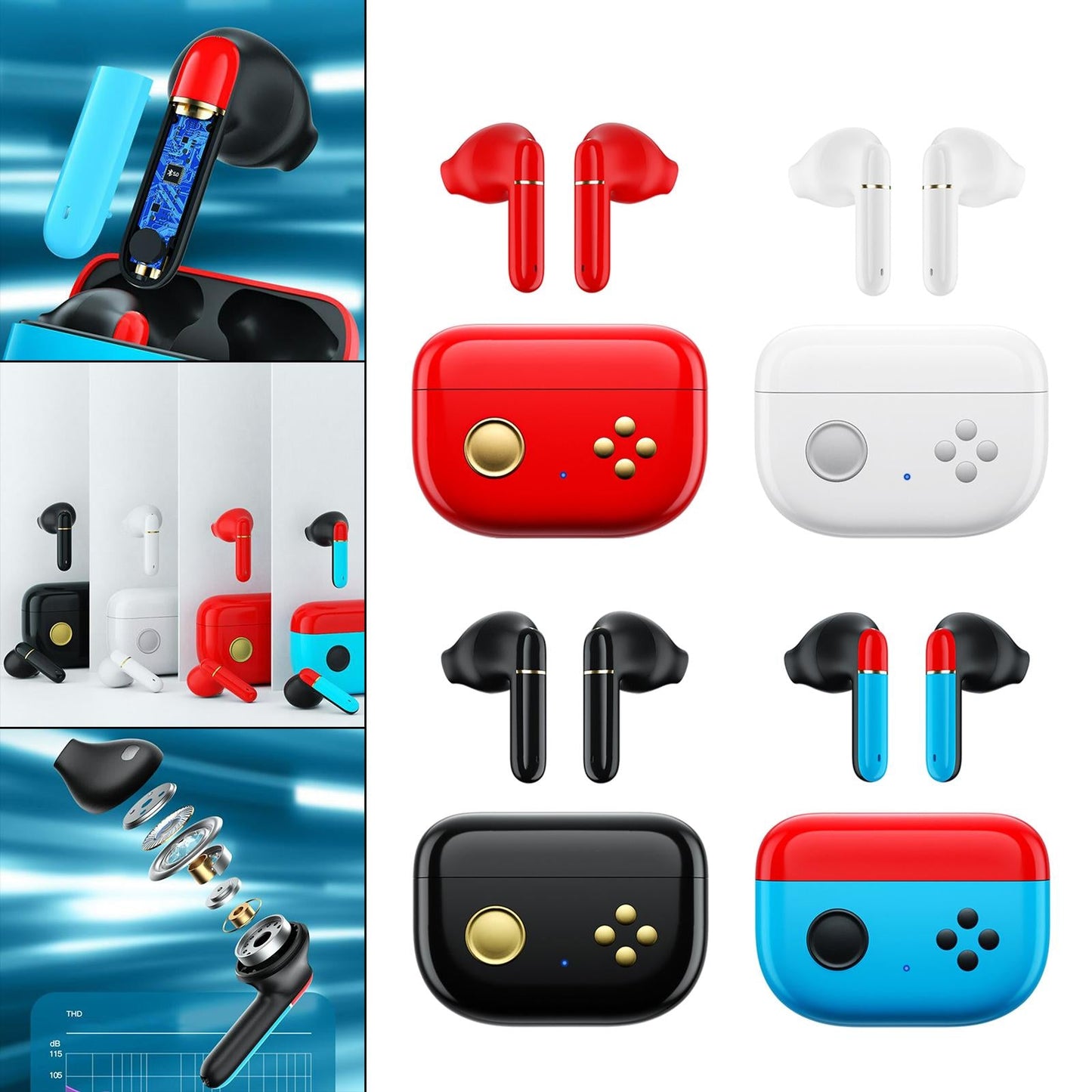 Wireless Bluetooth 5.0 Earphones NFC Touch Control in-Ear for Gaming Phones black