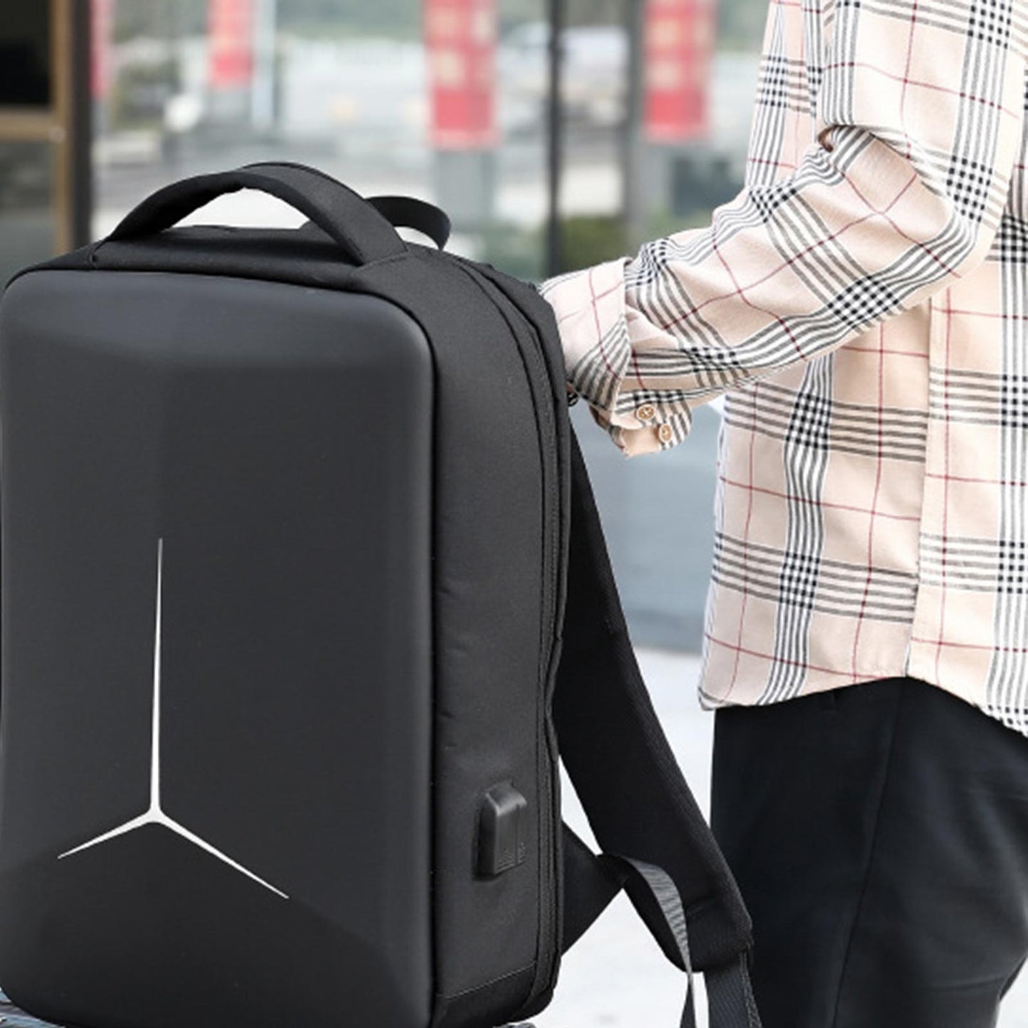 Water Resistant Laptop Backpack with USB Port Clean Design for Boys Girls black with lock