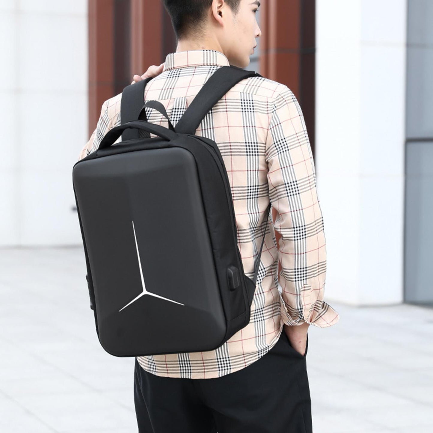 Water Resistant Laptop Backpack with USB Port Clean Design for Boys Girls black with lock