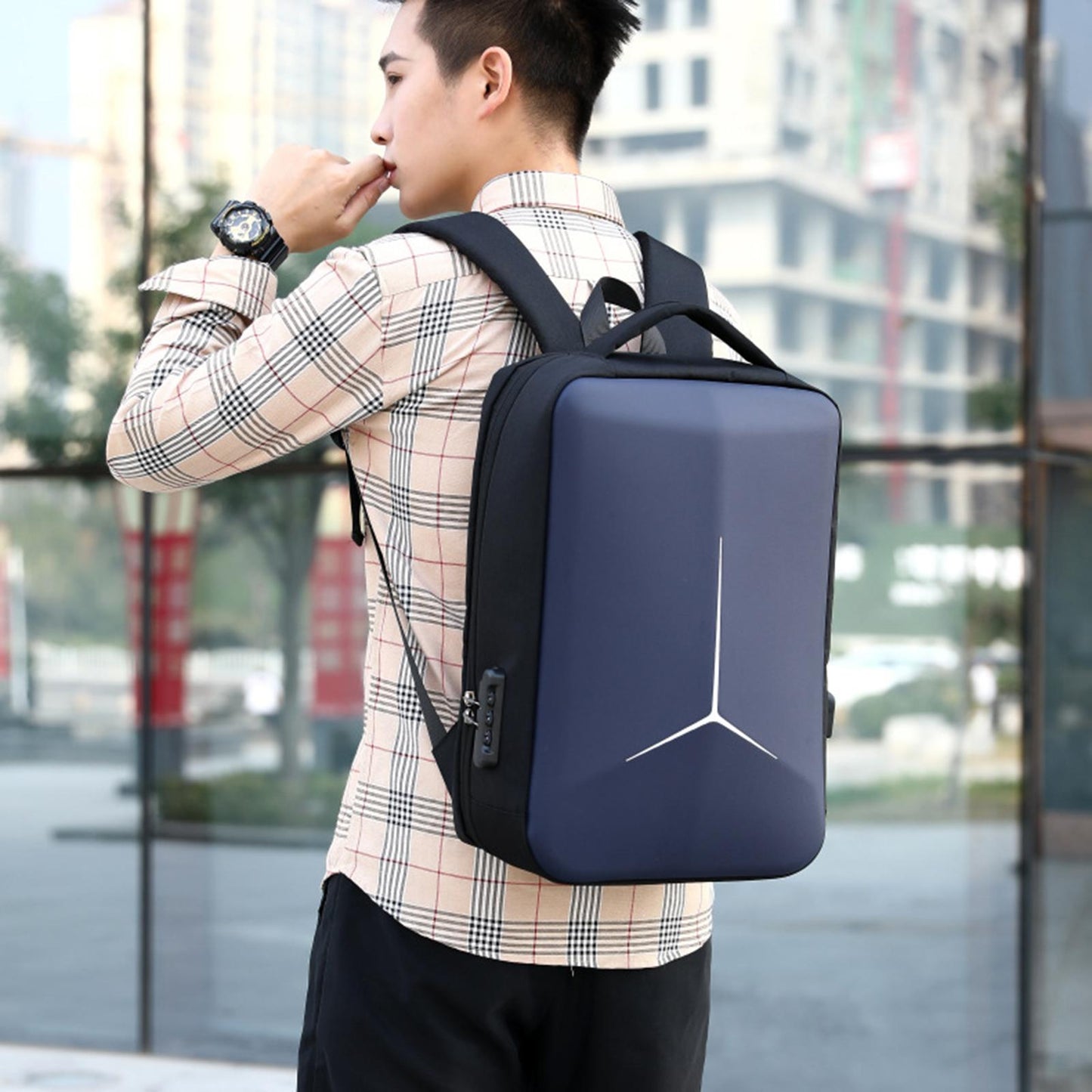 Water Resistant Laptop Backpack with USB Port Clean Design for Boys Girls gray with lock