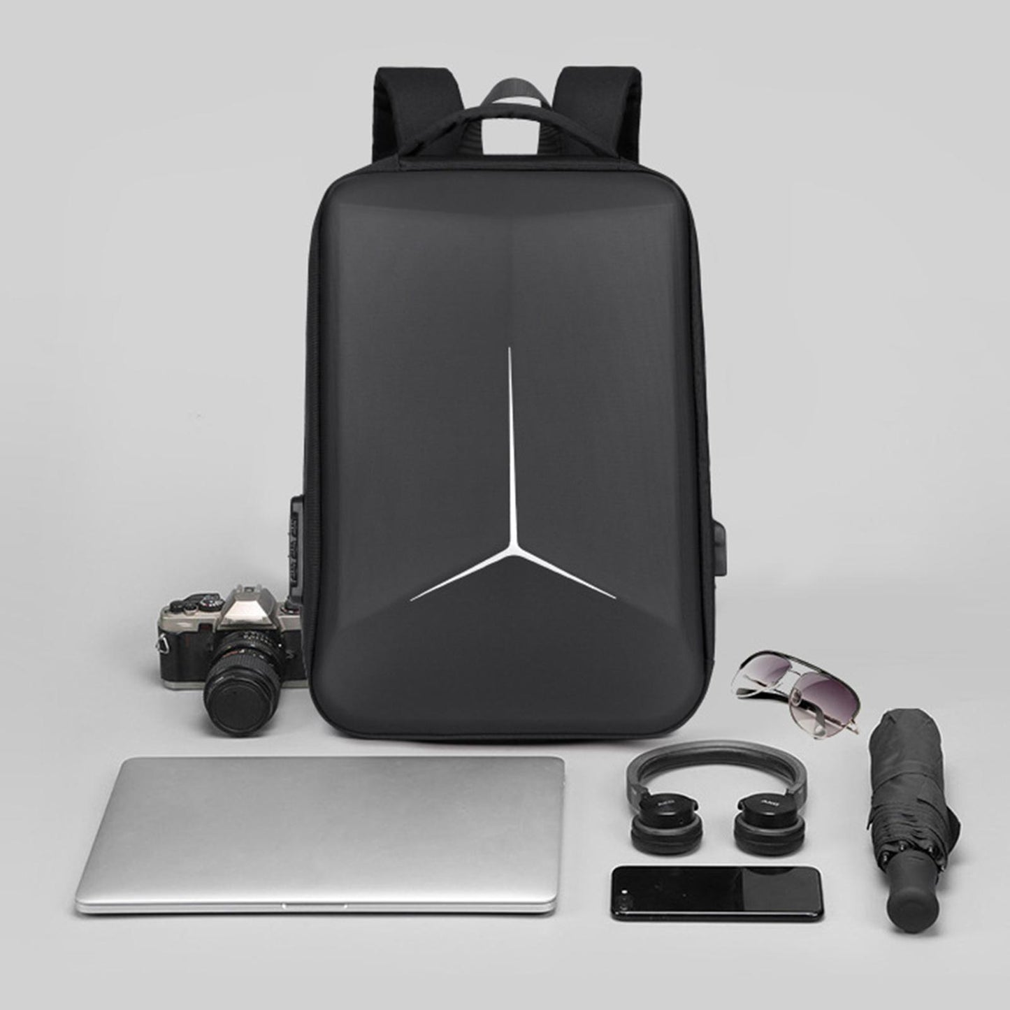 Water Resistant Laptop Backpack with USB Port Clean Design for Boys Girls gray with lock