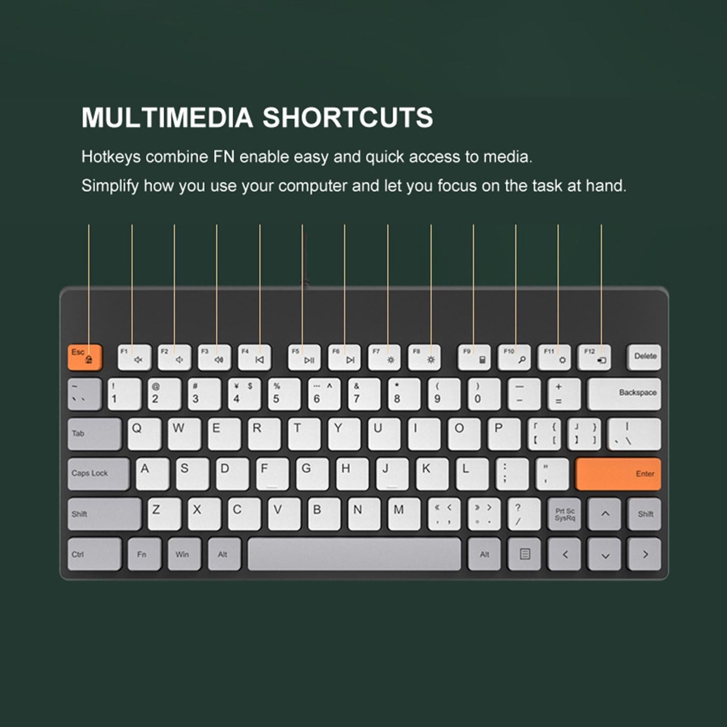 78 Keys Keyboard USB Keyboard Computer Desktop Light Portable Win 8 Green