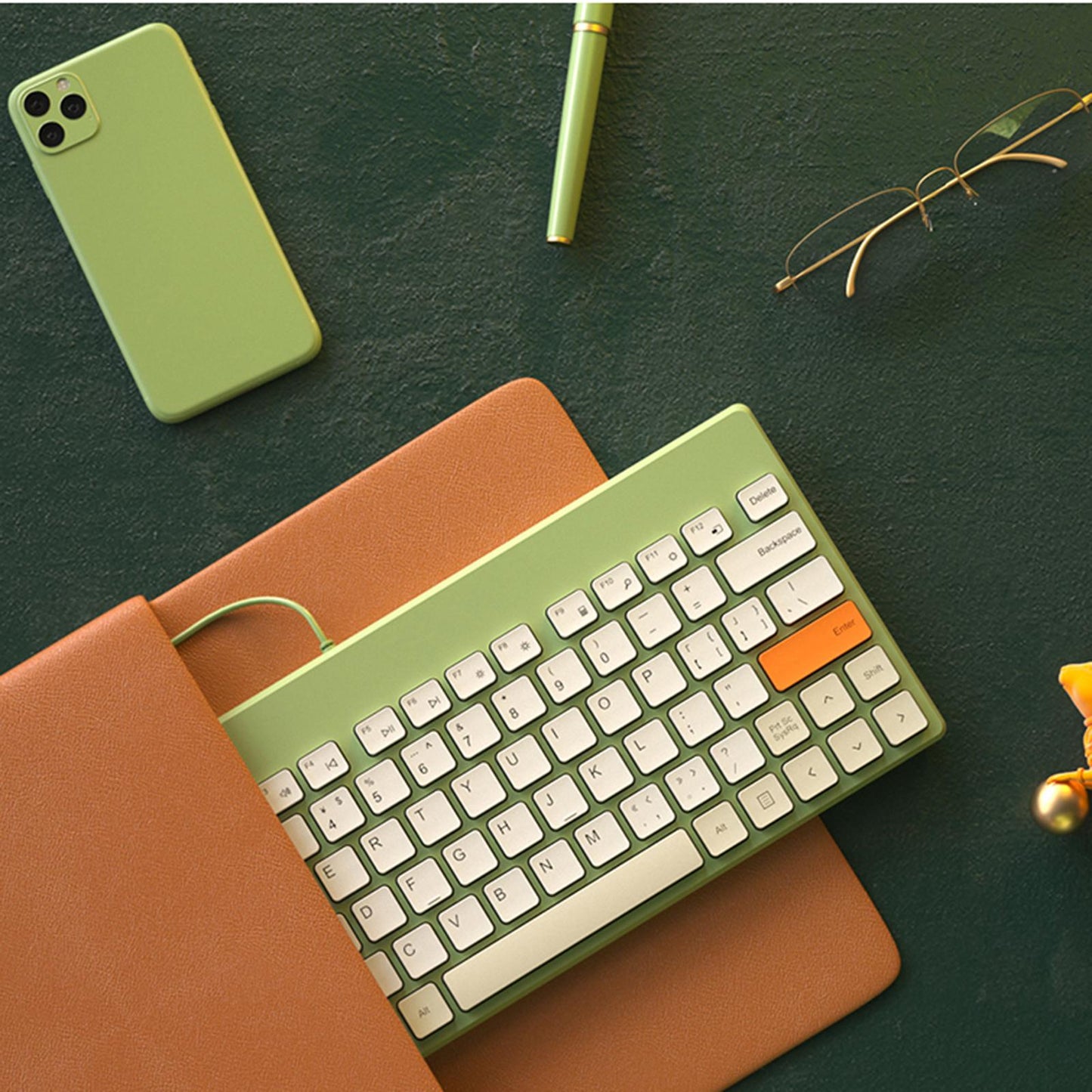 78 Keys Keyboard USB Keyboard Computer Desktop Light Portable Win 8 Green