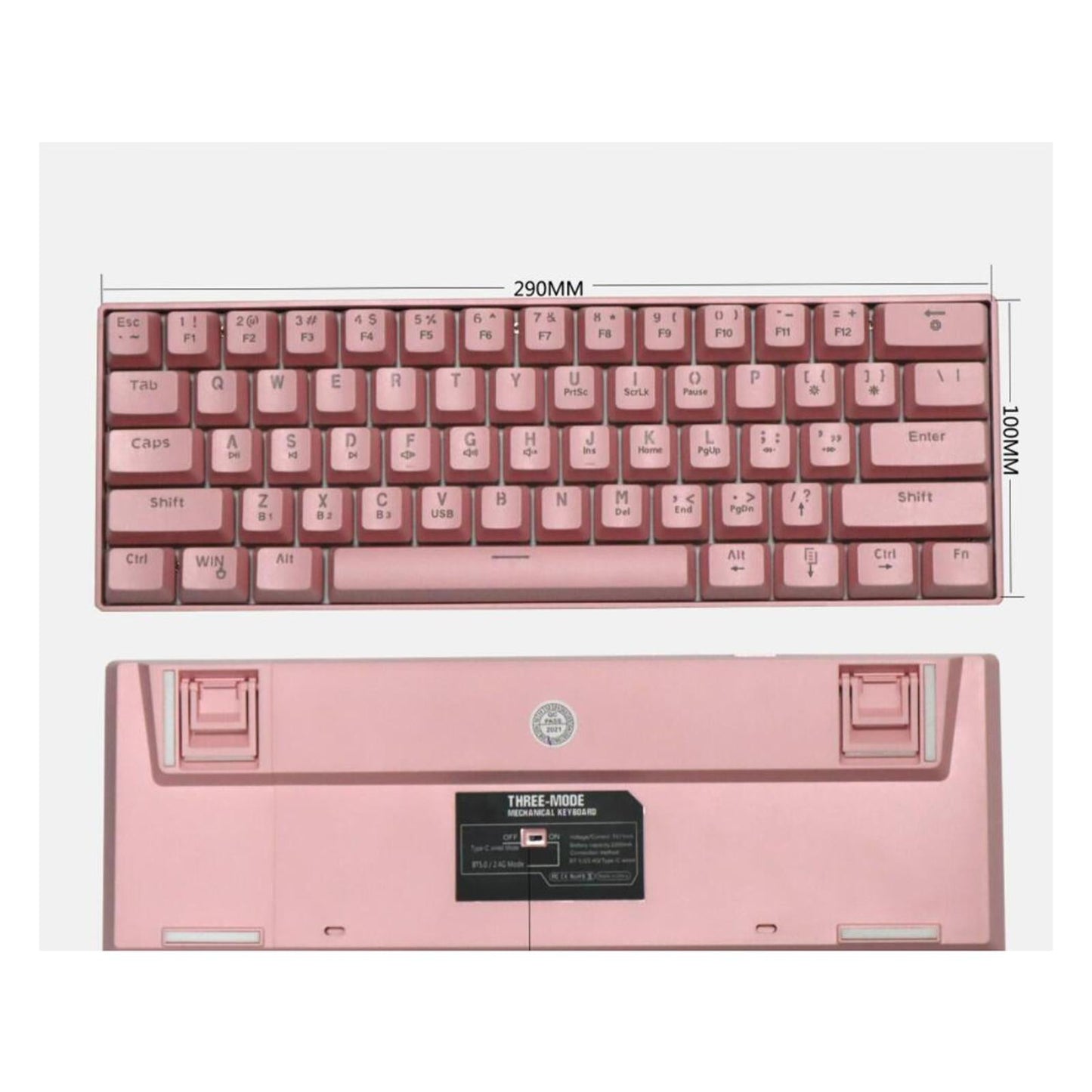 Mechanical Gaming Keyboard Backlit Axis Multi Color RGB for Linux Pink