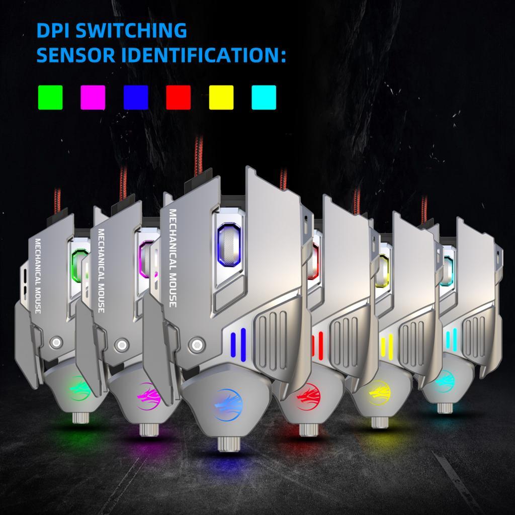 Gaming Mouse 7 Buttons 7200DPI Backlit for Computer Laptop Desktop PC Grey