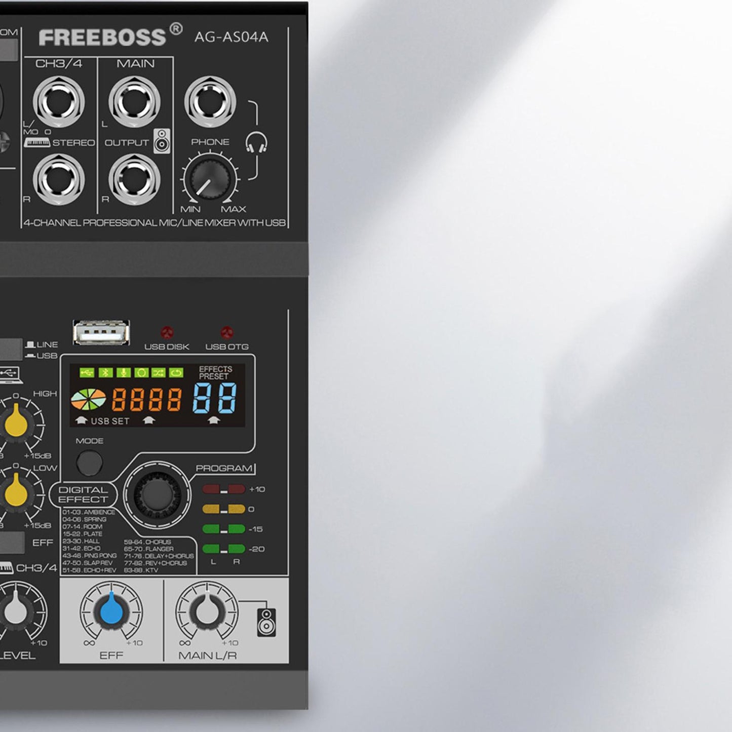 Multifunctional 4CH DC 5V Bluetooth Audio Mixer Mixing Console Mobile Phones