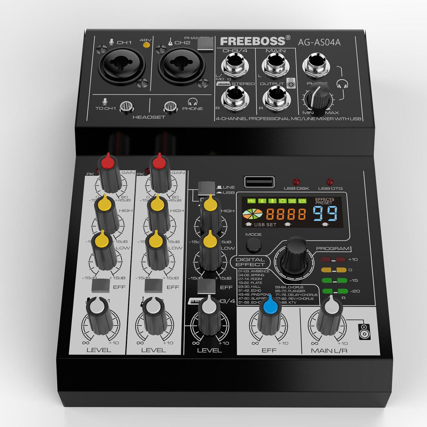 Multifunctional 4CH DC 5V Bluetooth Audio Mixer Mixing Console Mobile Phones