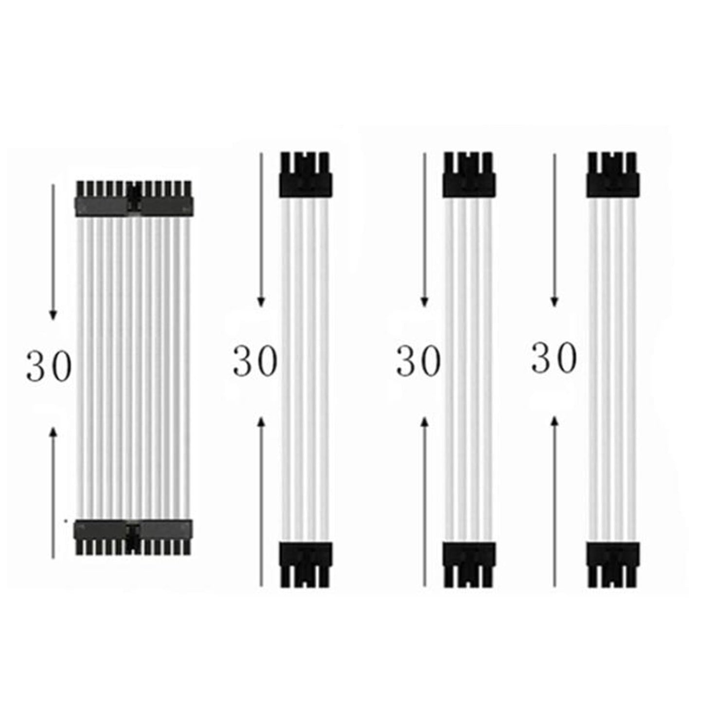 ATX Sleeved Cable 30cm Nylon 24Pin PVC Extension for Power Supply Case PC