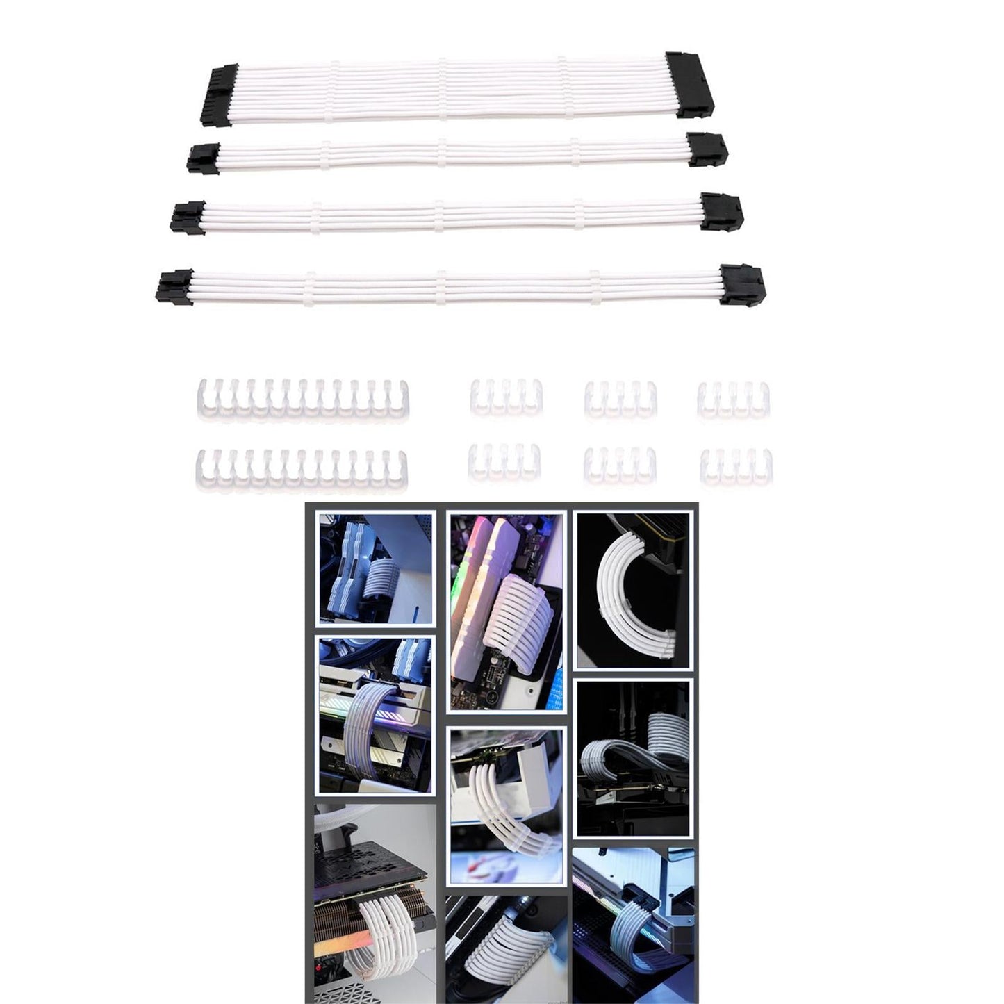 ATX Sleeved Cable 30cm Nylon 24Pin PVC Extension for Power Supply Case PC