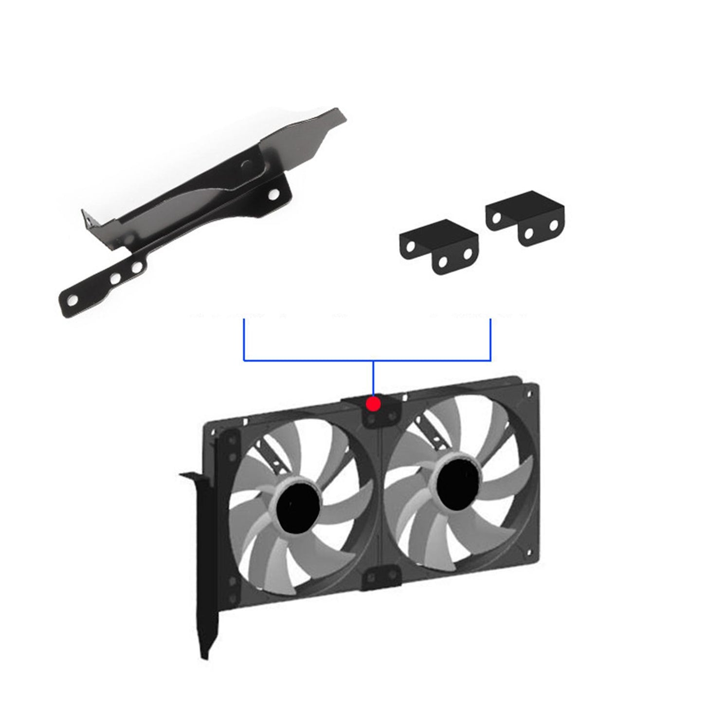 PCI Slot Graphics Card DIY Fan Bracket Computer Desktop Radiator Rack Black