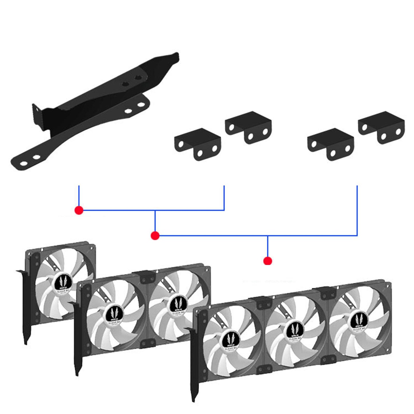 PCI Slot Graphics Card DIY Fan Bracket Computer Desktop Radiator Rack Black