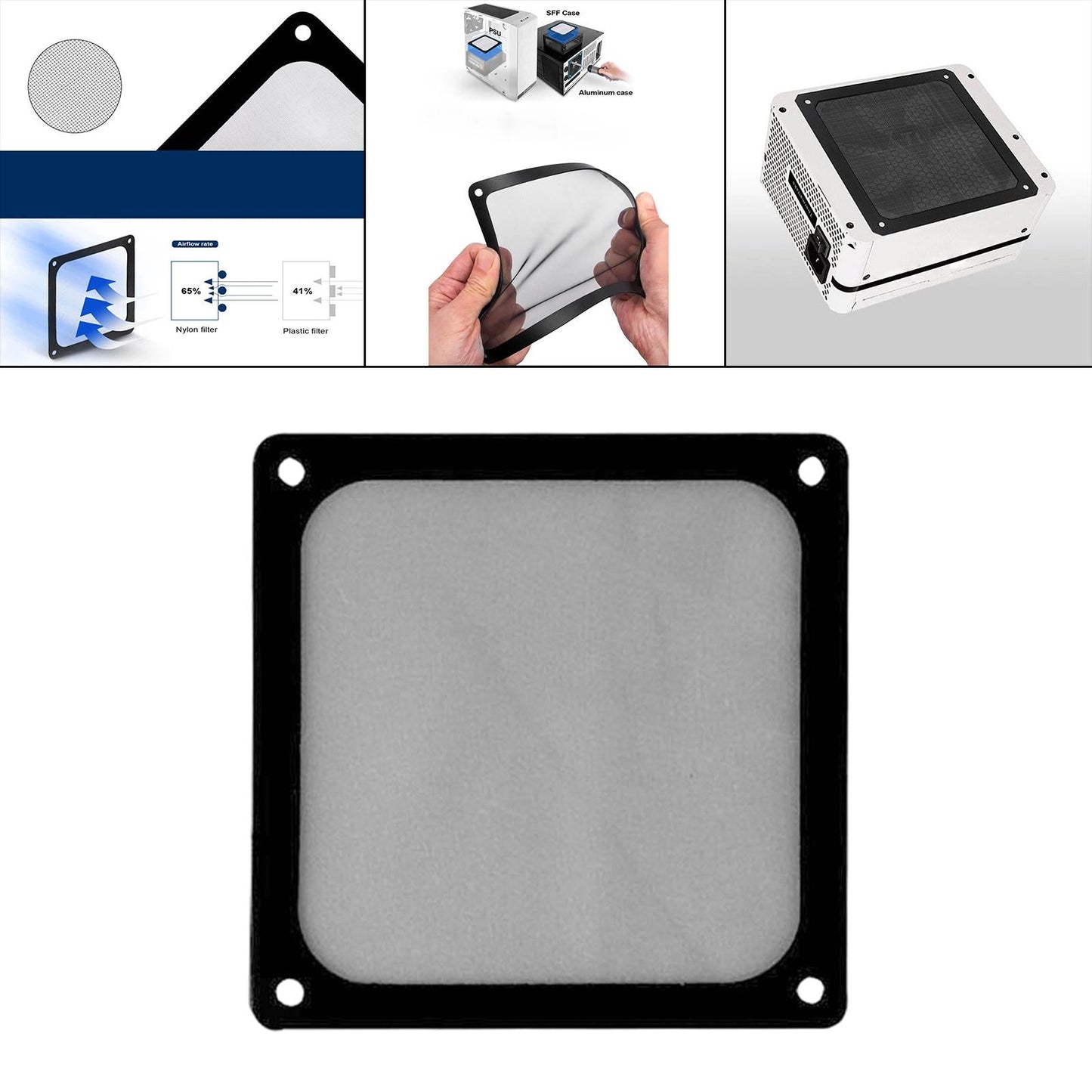 Computer Fan Filter Cooler Case Cover Dust Proof Filter Cover Black PVC 9cm with Screw Hole