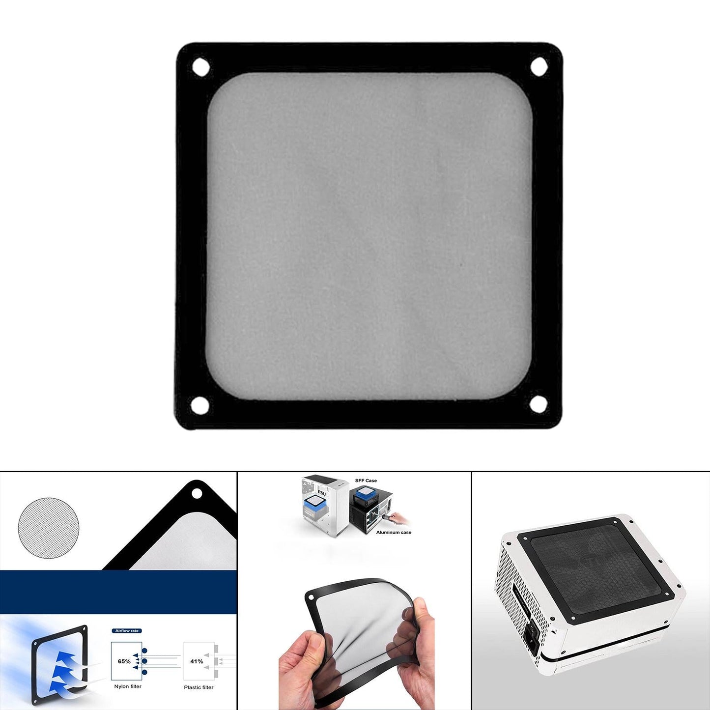 Computer Fan Filter Cooler Case Cover Dust Proof Filter Cover Black PVC 9cm with Screw Hole