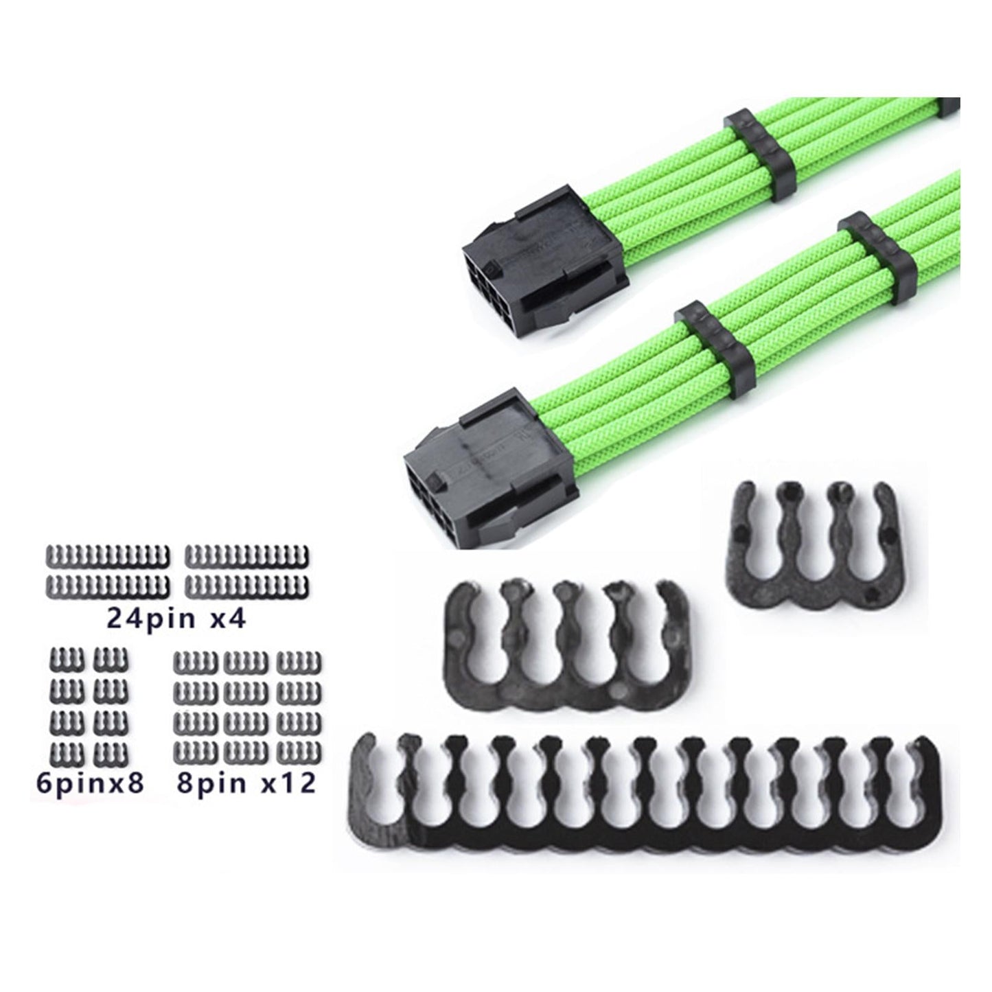 24 Pcs Cable Comb GPU 6 Pin 8 Pin Motherboard 24 Pin for 3.0 to 3.6mm Clip Black