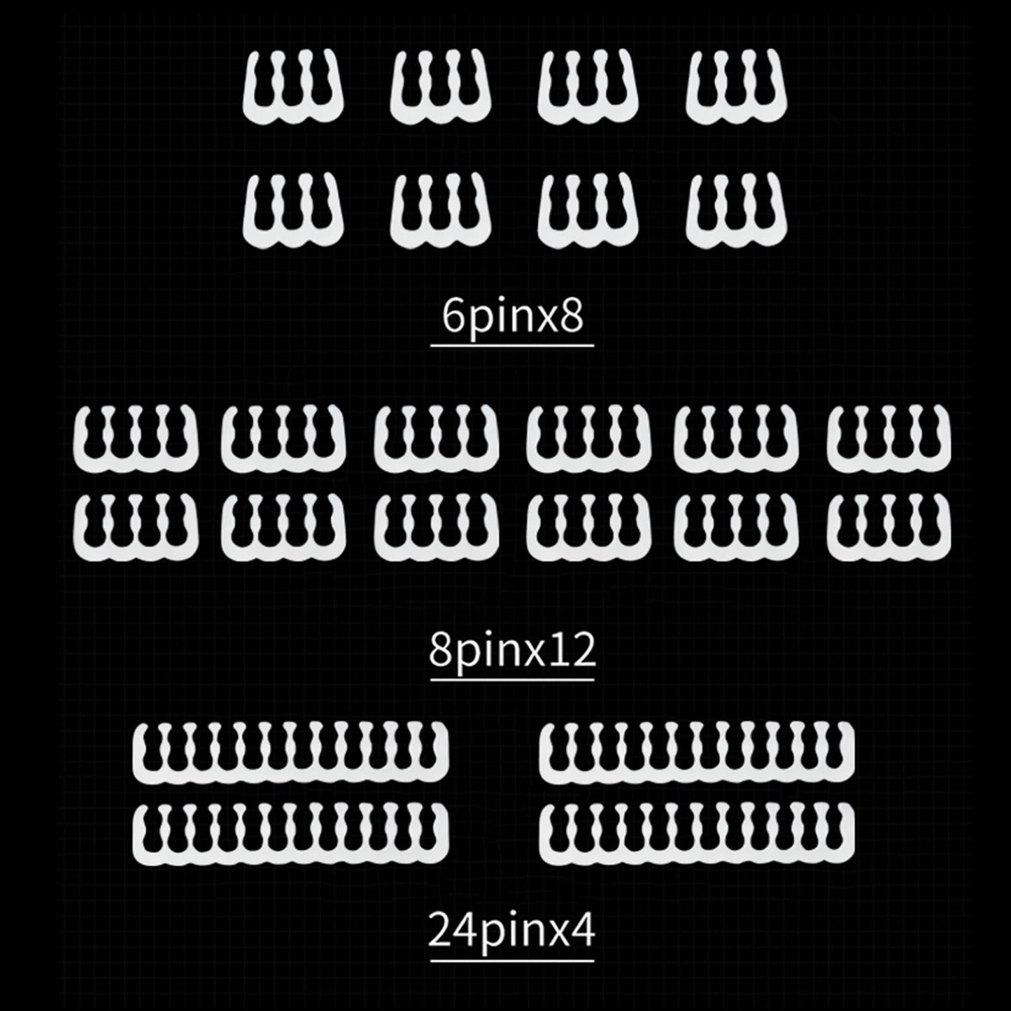 24 Pcs Cable Comb GPU 6 Pin 8 Pin Motherboard 24 Pin for 3.0 to 3.6mm Clip White
