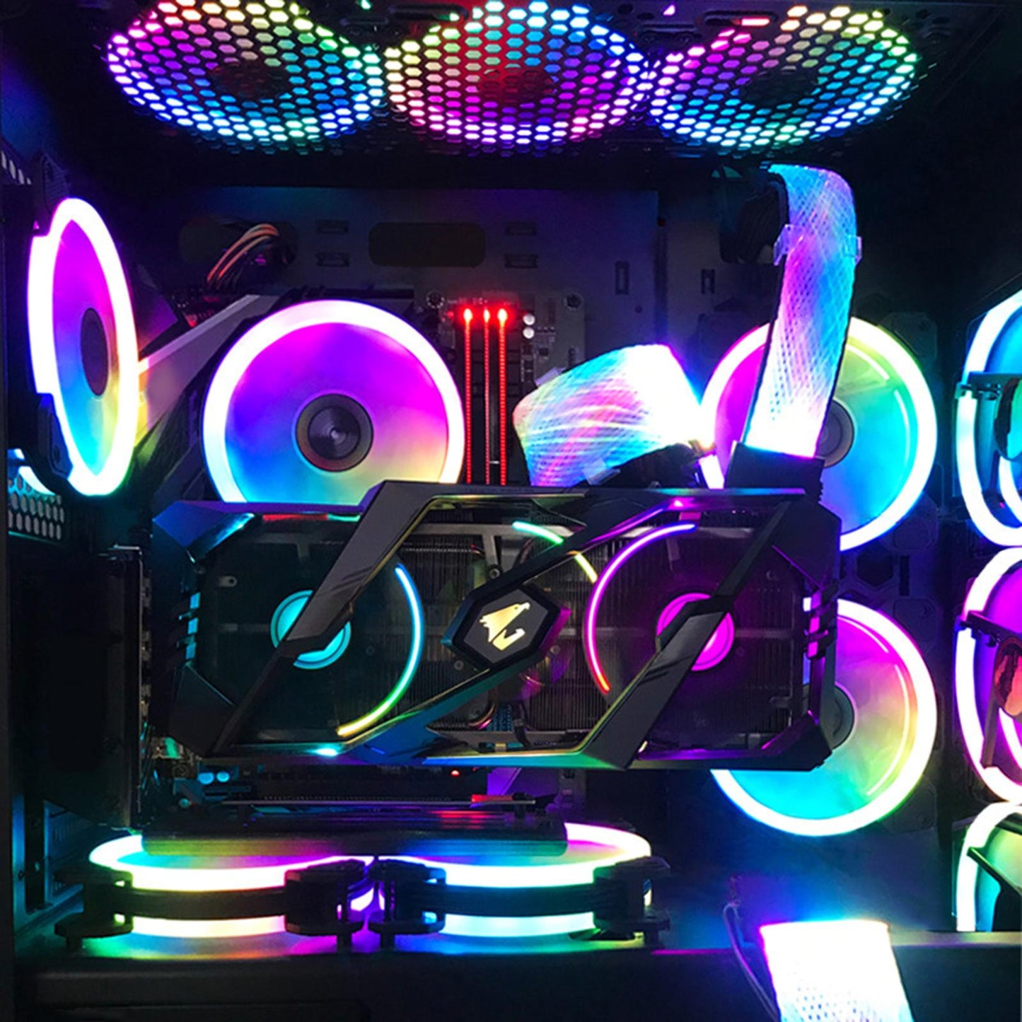 PC Case 8 Pin Extension 300mm Braided DIY Sleeved Neon Color 5V A-RGB